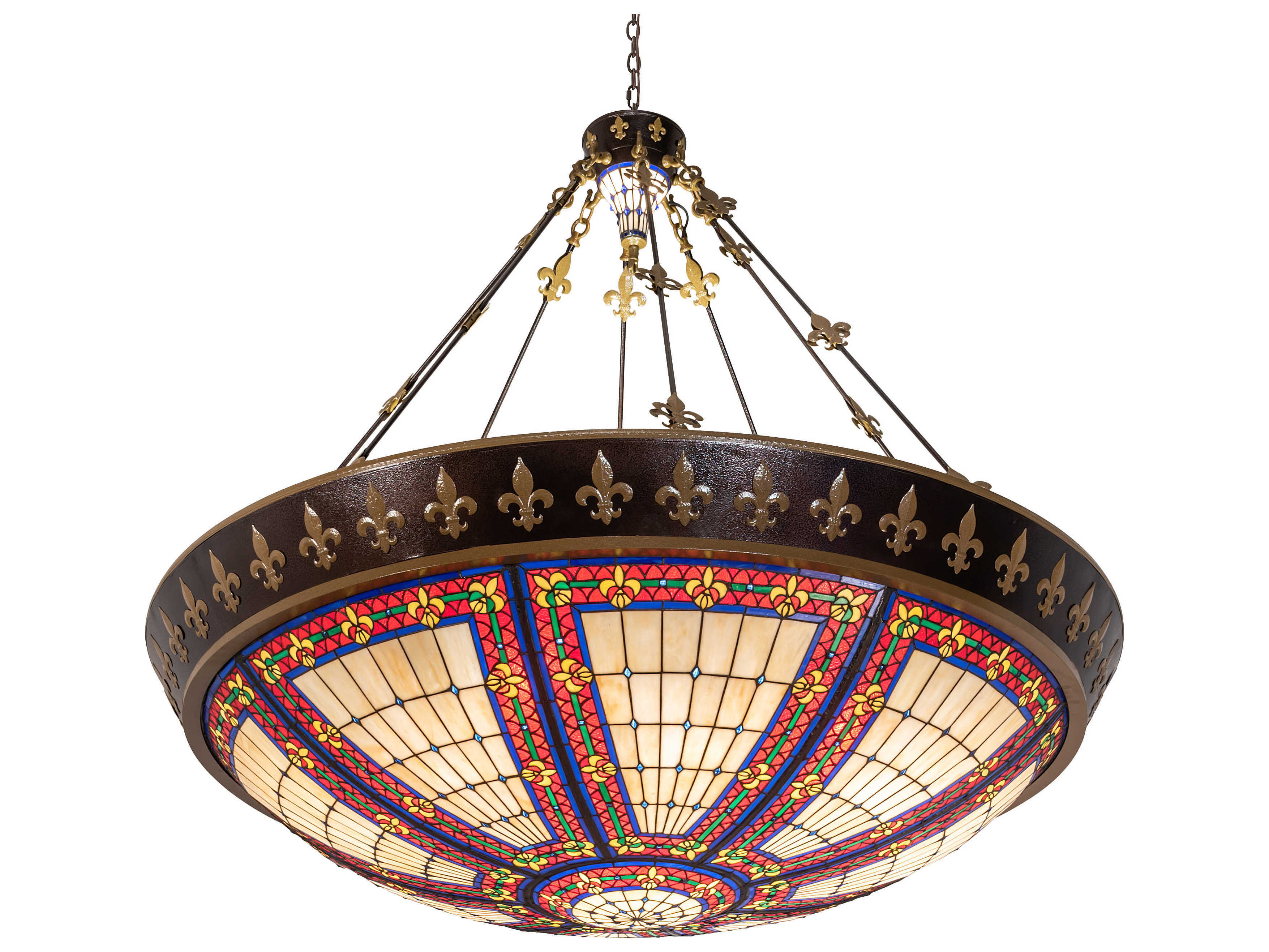 Meyda Fleur-de-lis 10 8 2-Light Blue Glass LED Bowl Pendant