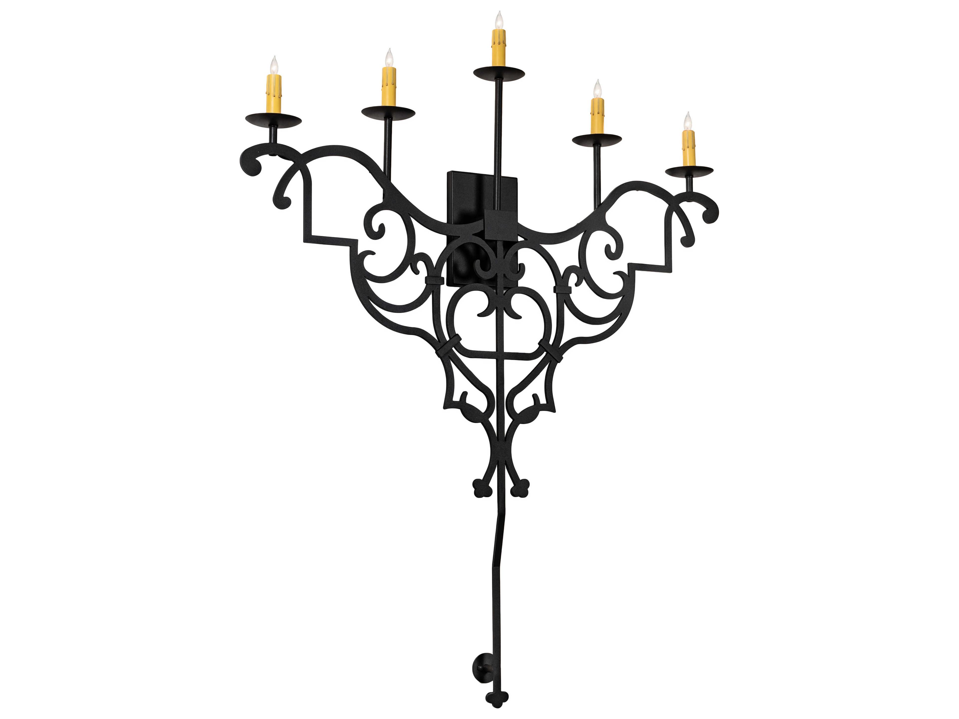 Meyda Fleur De Lys 5-Light Wrought Iron Black LED Wall Sconce