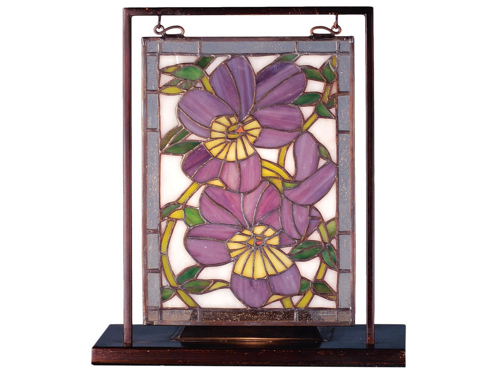 Meyda Pansies Lighted Mini Tabletop Window