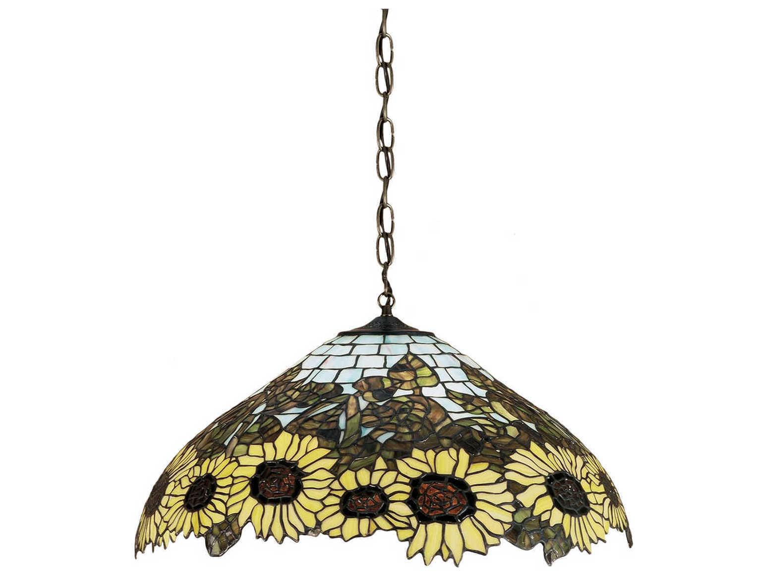 Meyda Wild Sunflower 3-Light Bronze Tiffany Pendant