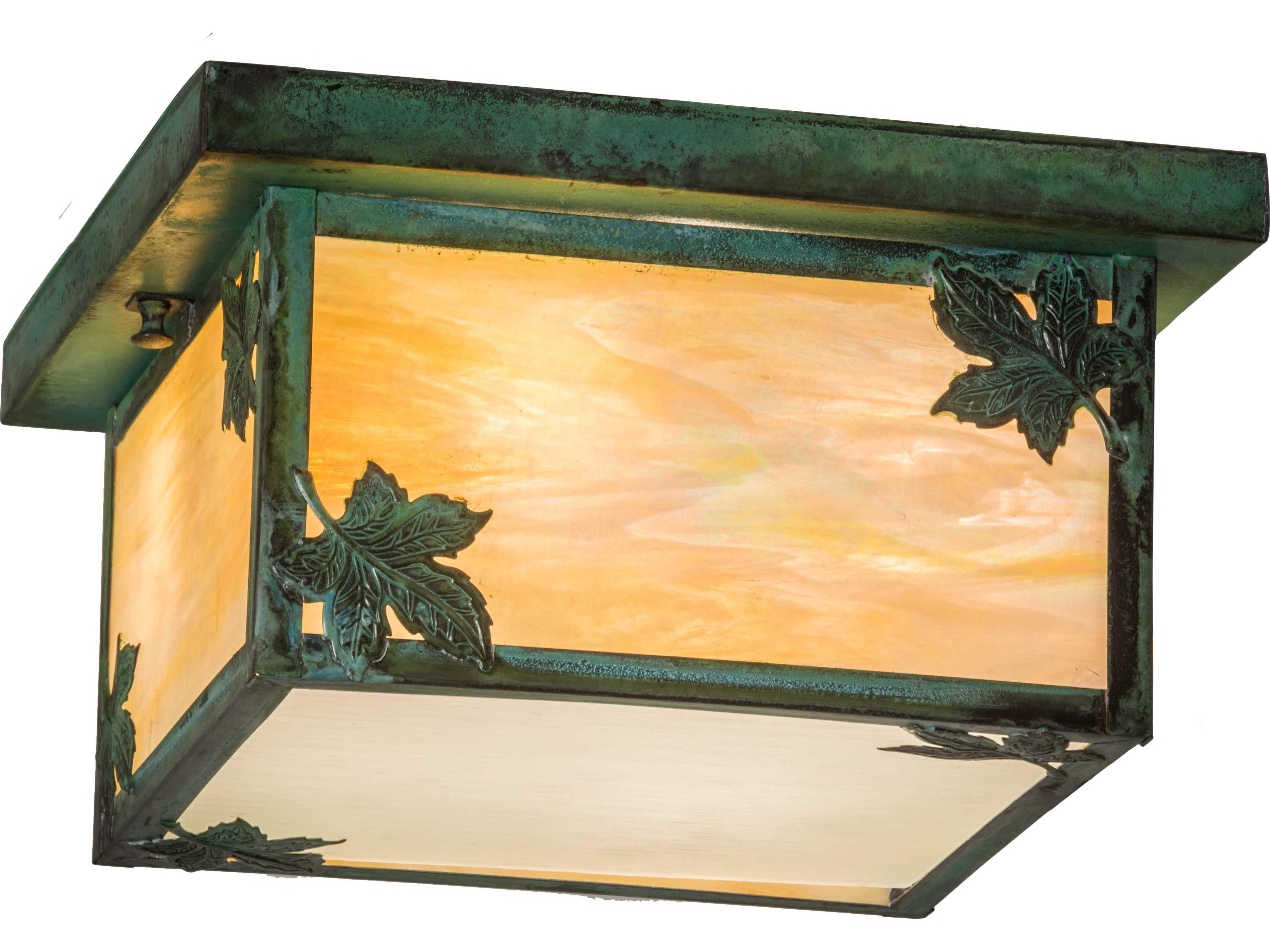 Meyda Hyde Park 4-Light Green Glass Geometric Flush Mount