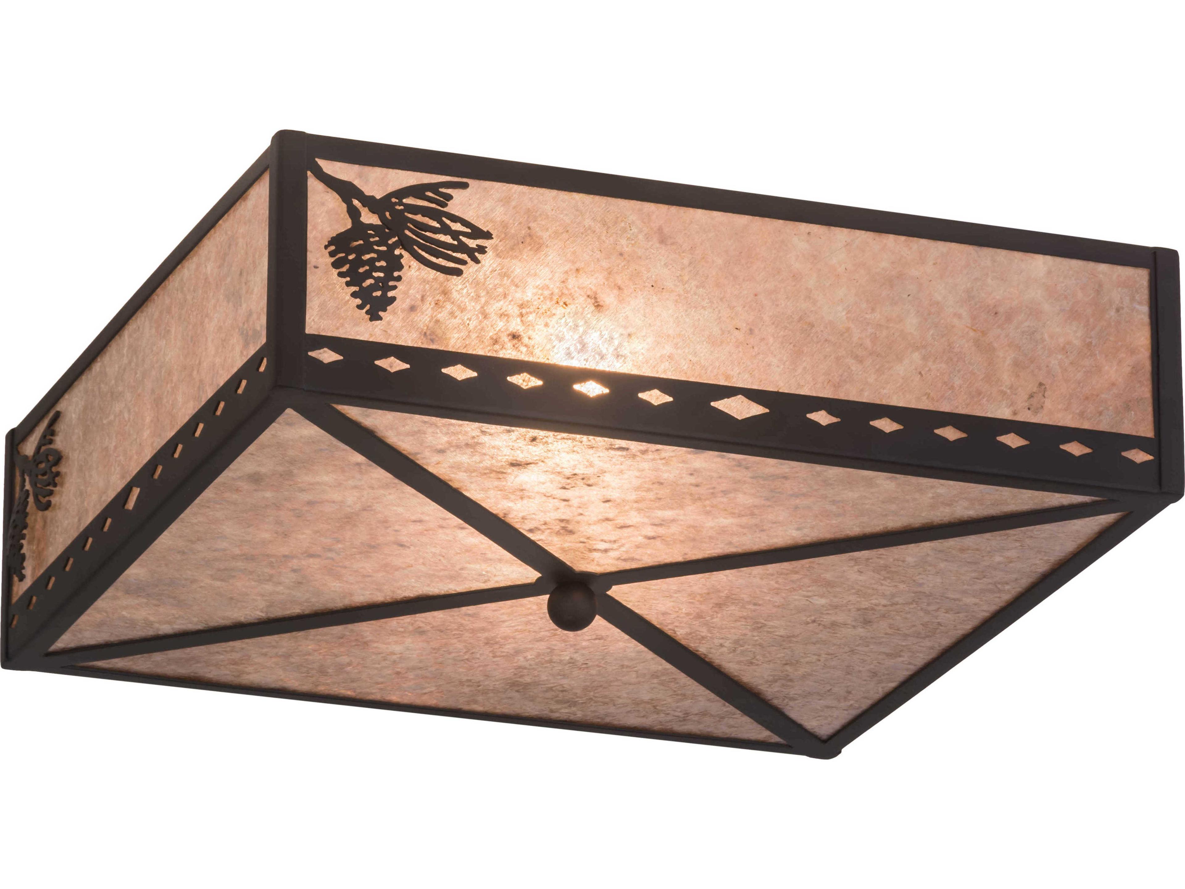 Meyda Balsam Pine 2-Light Bronze Glass Flush Mount