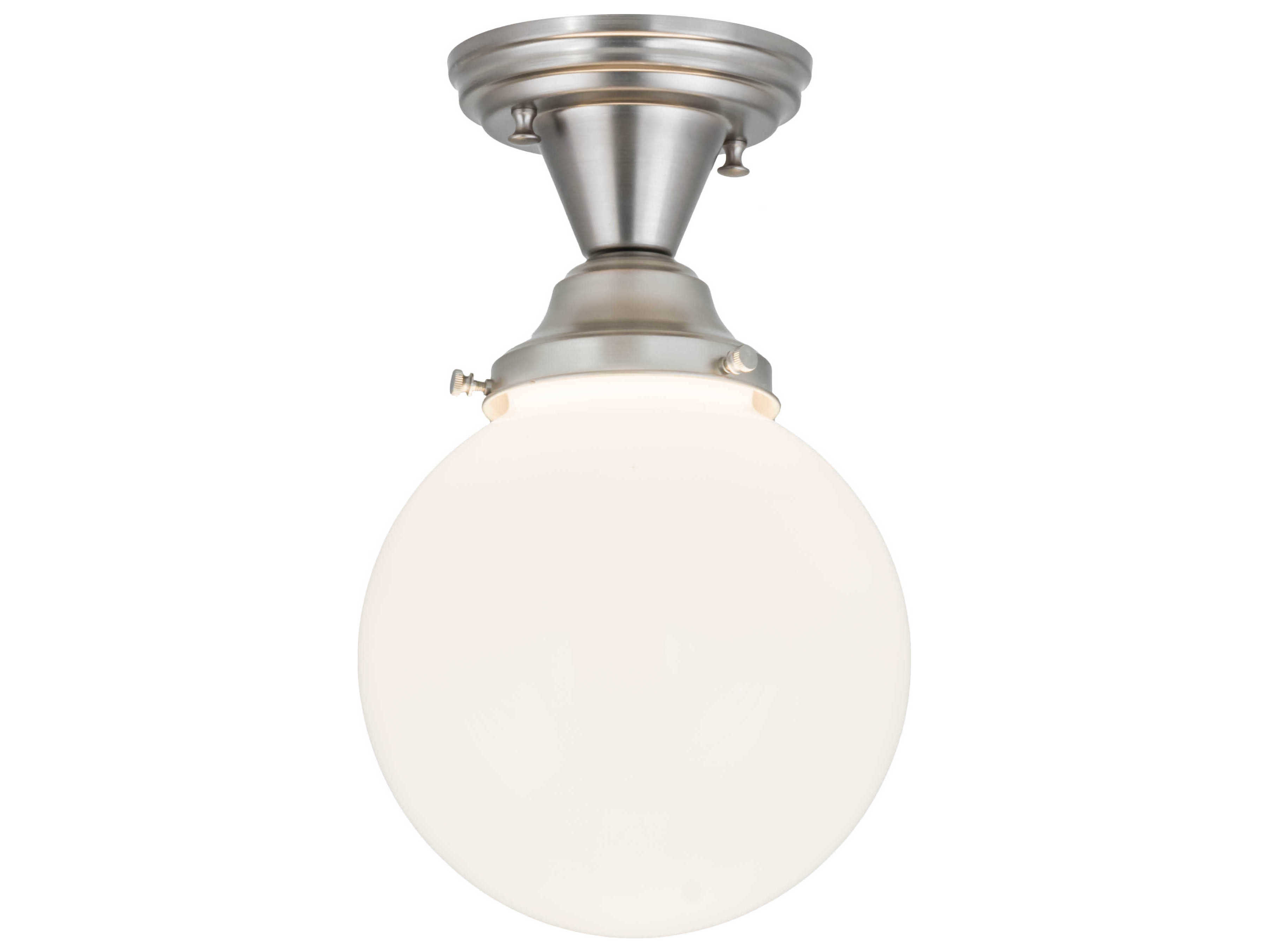 Meyda Revival Schoolhouse 1-Light Nickel Glass Globe Flush Mount