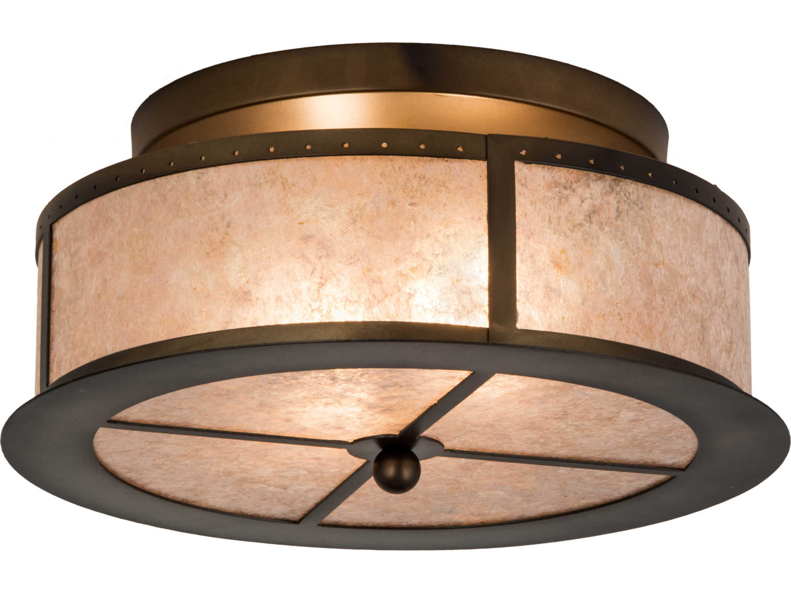 Meyda 4-Light Copper Glass Drum Flush Mount