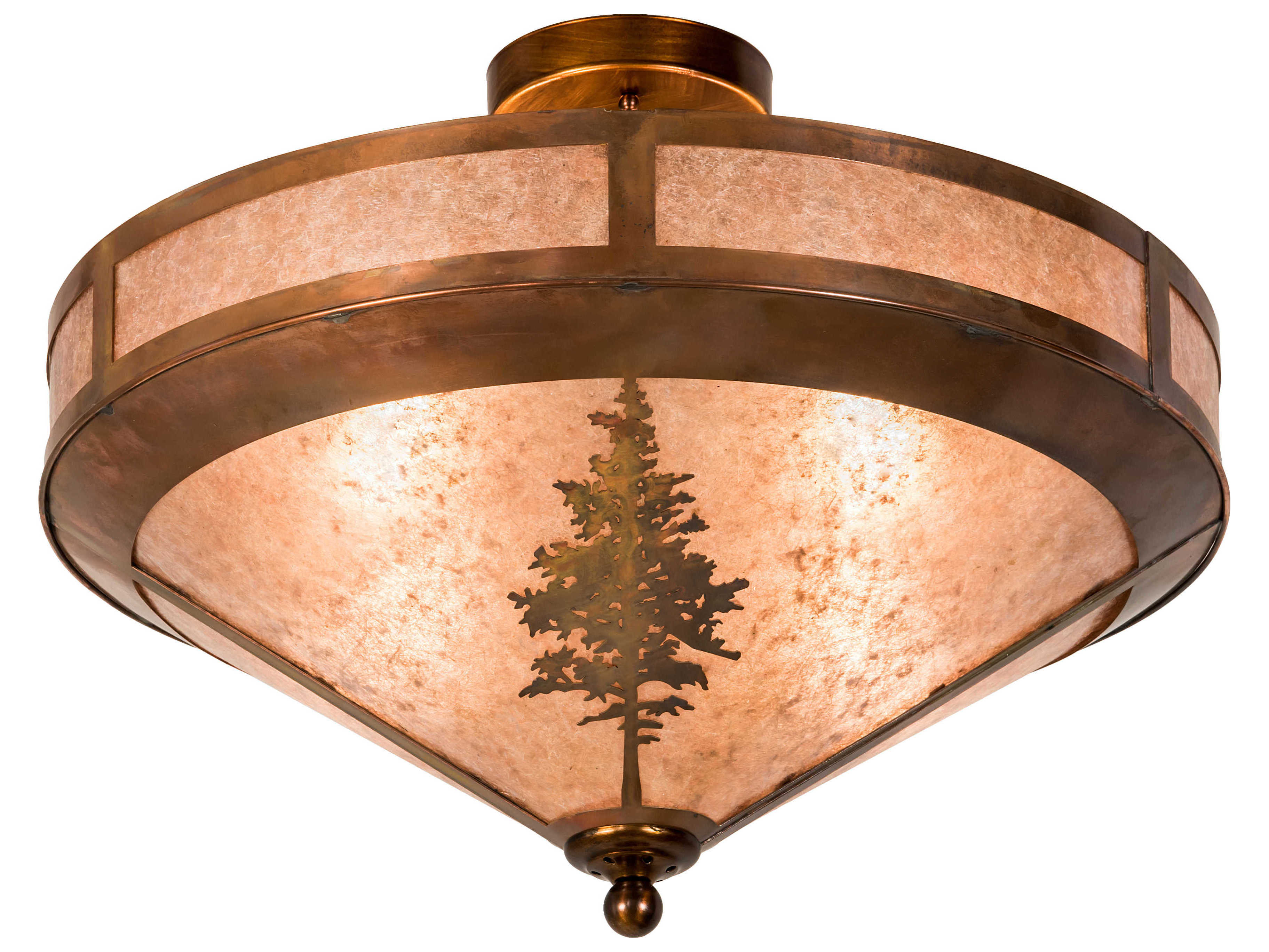 Meyda Tamarack 4-Light Copper Glass Flush Mount
