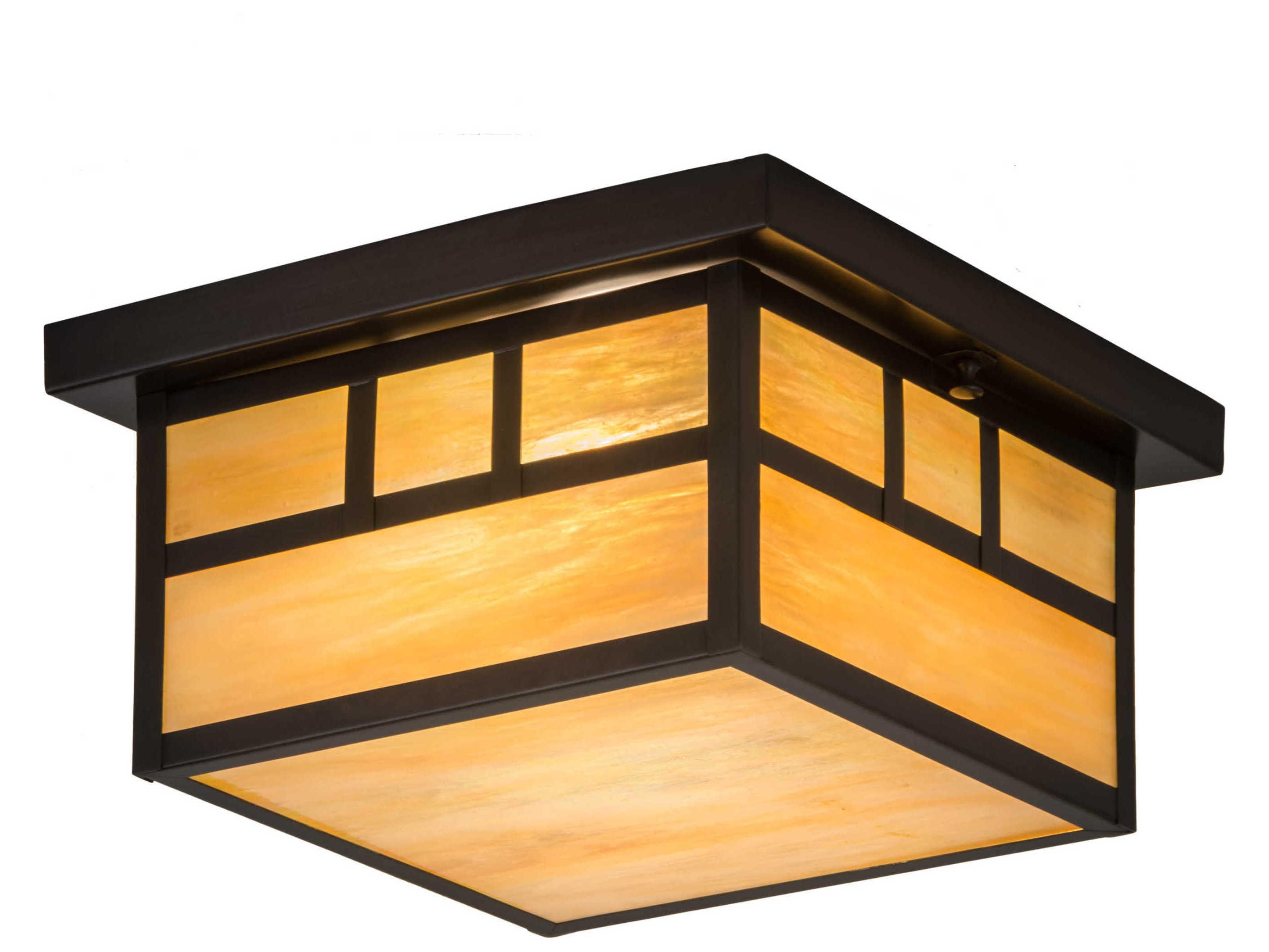 Meyda 2-Light Brown Glass Geometric Flush Mount