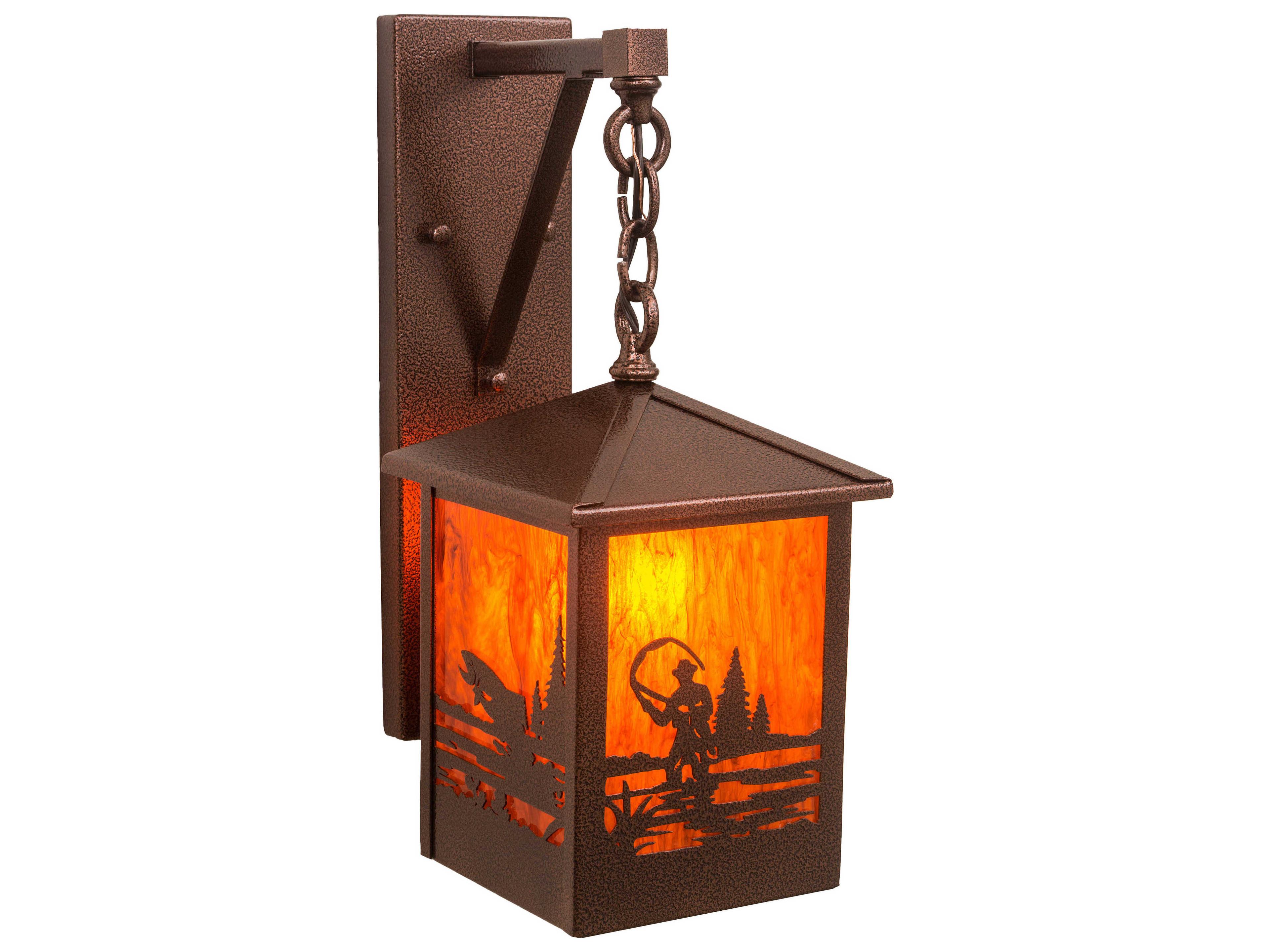 Meyda Fly Fisherman 1 - Light Rustic Lodge Outdoor Wall Light