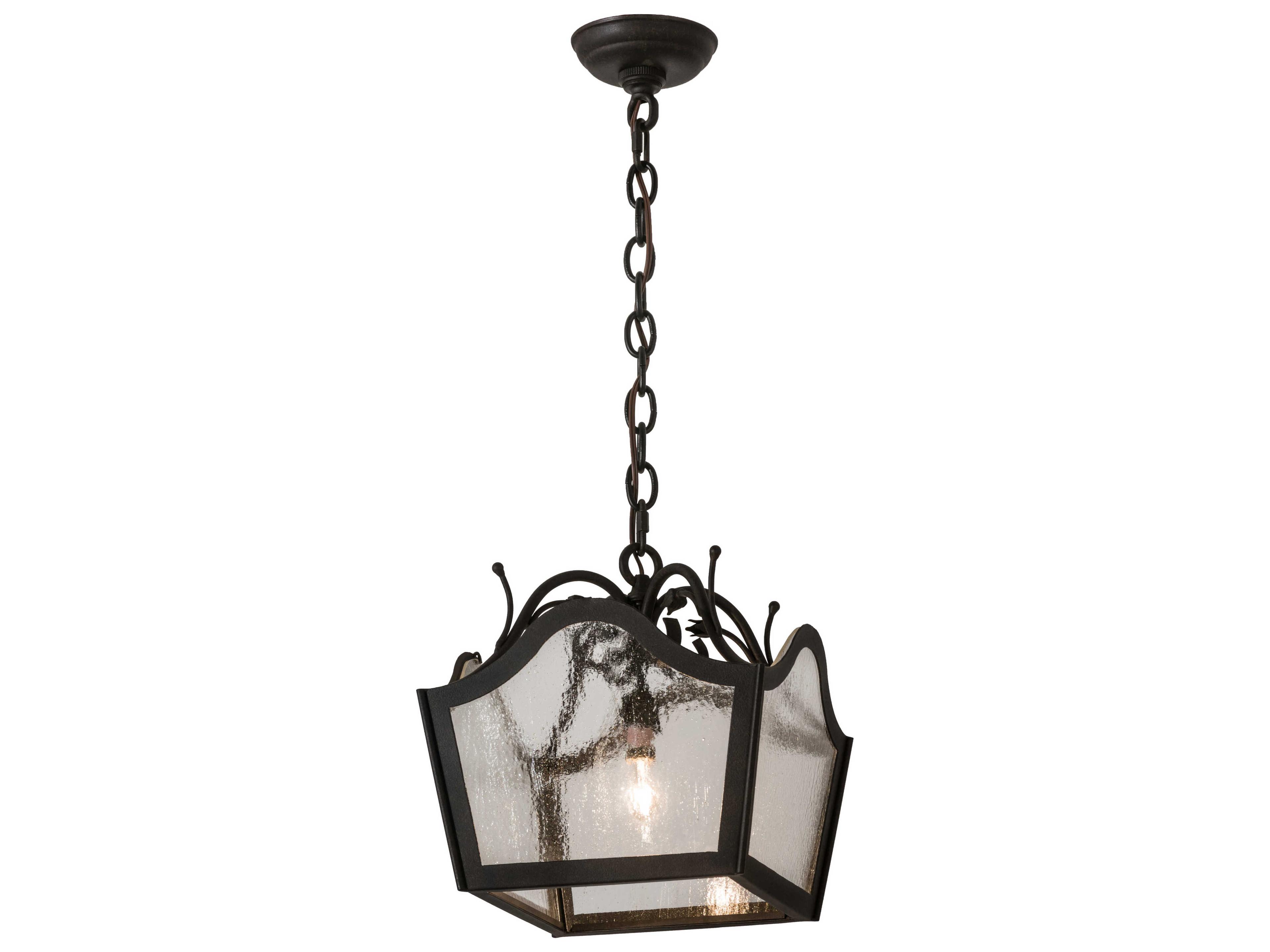 Meyda Formal Entry 1-Light Chestnut clear Seedy Glass Brown Geometric Pendant