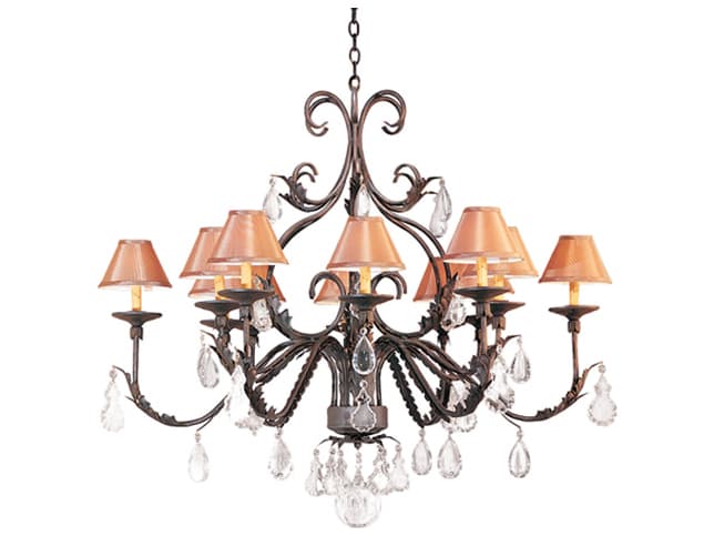 Meyda French Elegance 12-Light Gilded Tobacco Brown Crystal Candelabra Chandelier