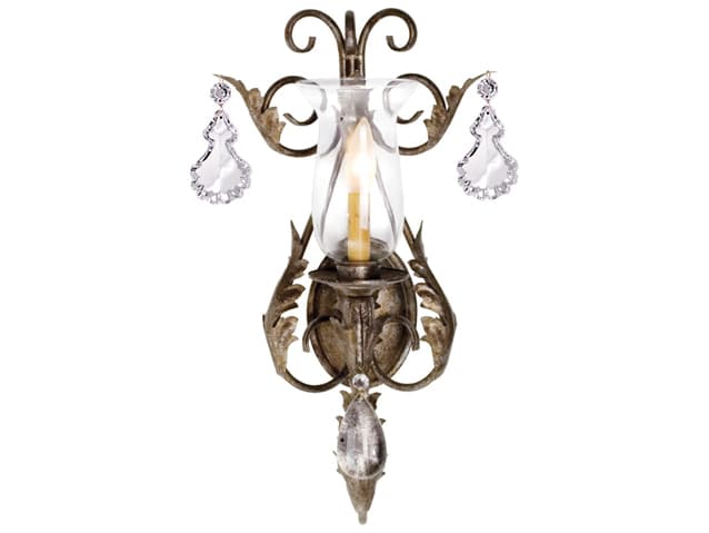 Meyda French Elegance 1-Light Corinth Brown Crystal Glass Wall Sconce