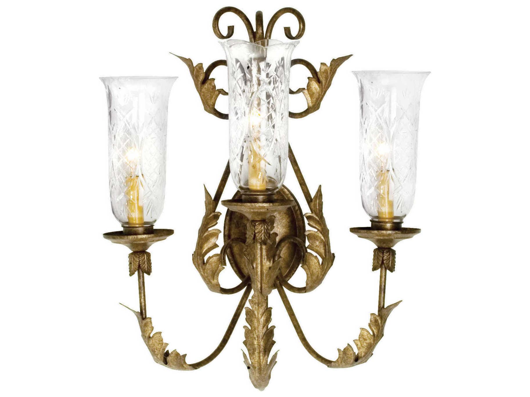 Meyda French Elegance 3-Light Cortez Gold Glass Wall Sconce