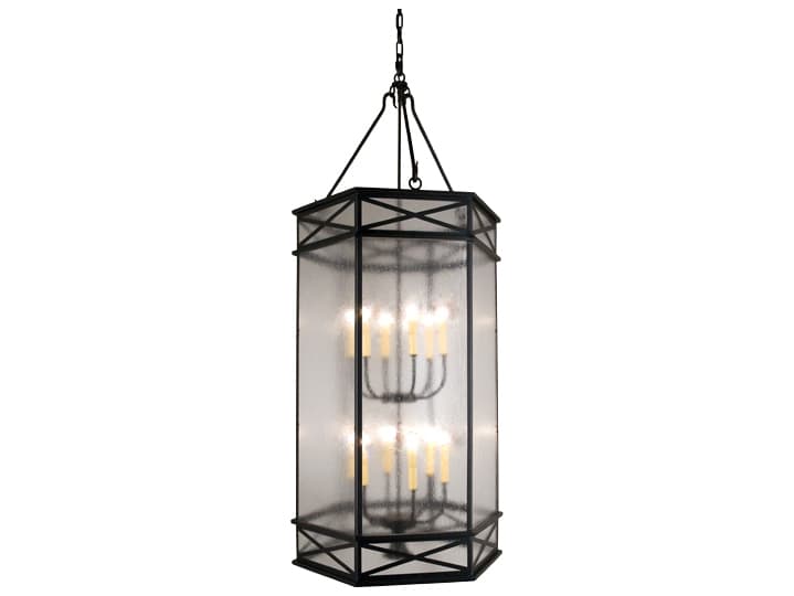 Meyda Gina 12-Light Black Seedy Clear Candelabra Lantern Chandelier