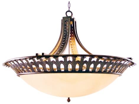 Meyda Hampton 6-Light Gilded Tobacco Brown Bowl Pendant