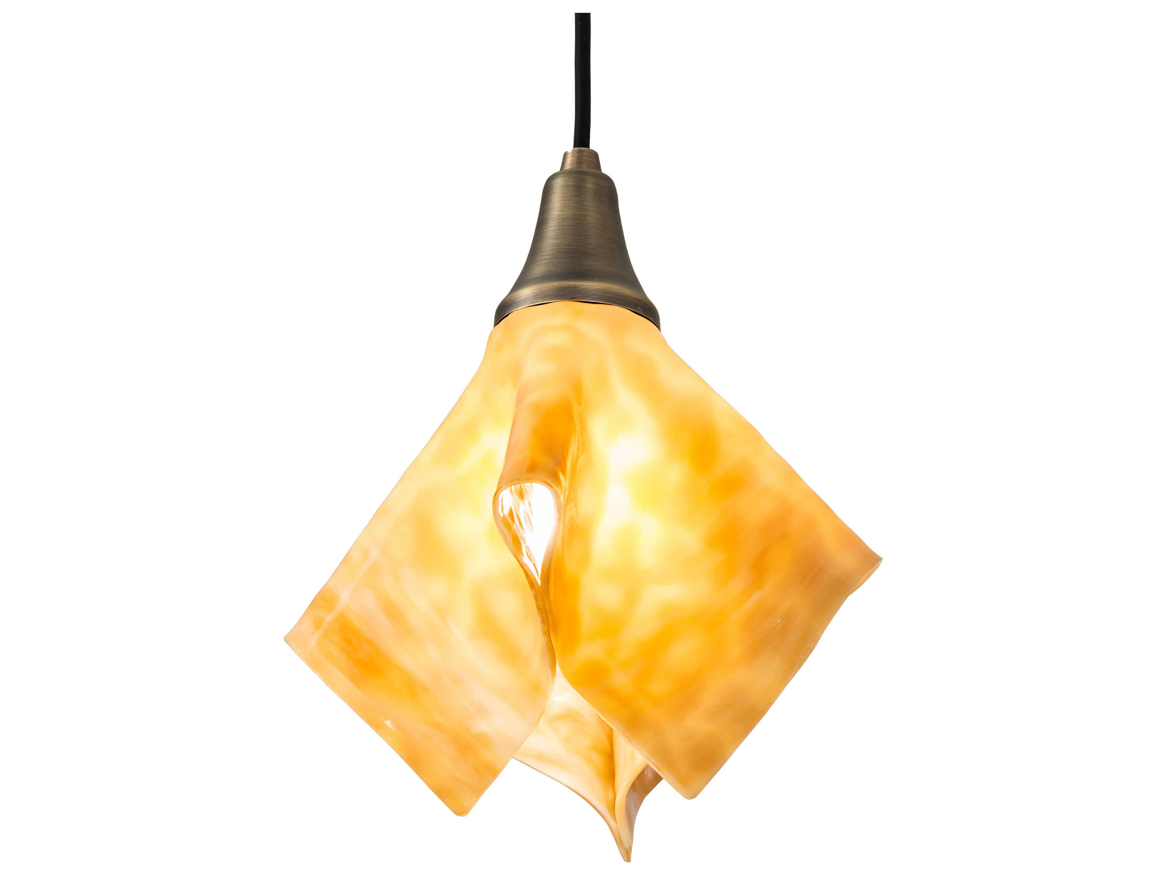 Meyda Handkerchief 1-Light Antique Brass Glass Mini Pendant