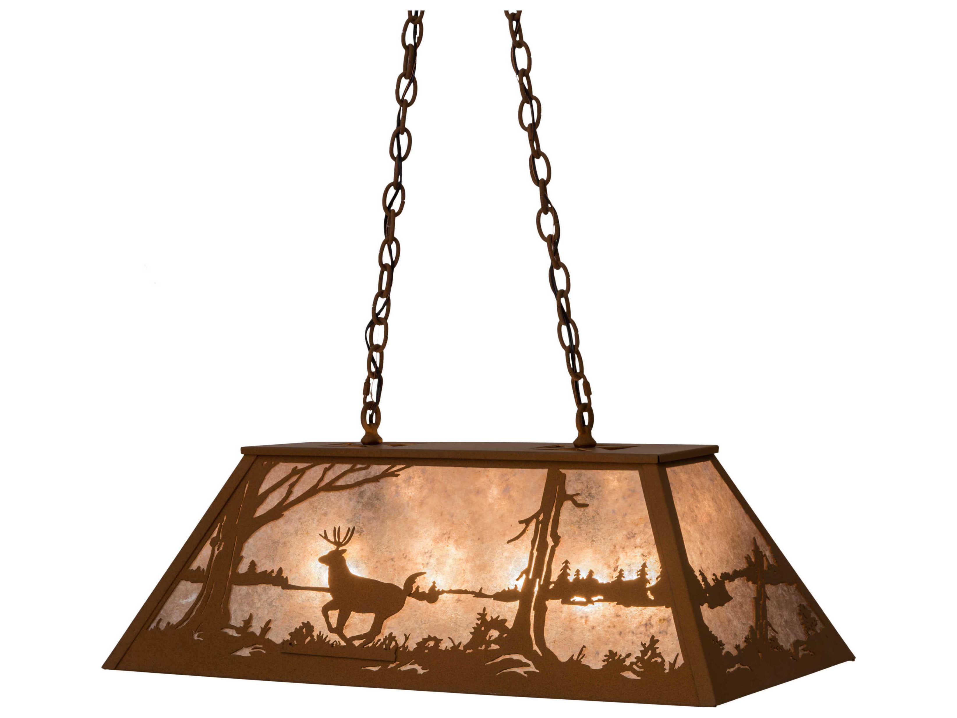 Meyda Deer At Lake 6-Light Brown Glass Island Pendant