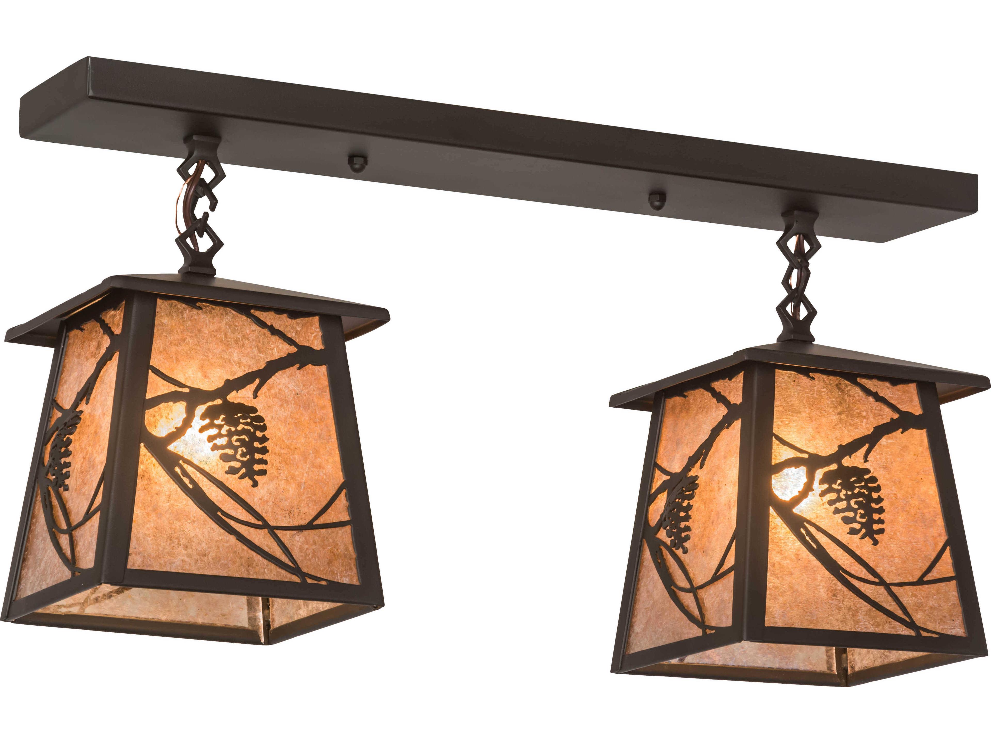 Meyda Whispering Pines 2-Light Bronze Glass Island Pendant