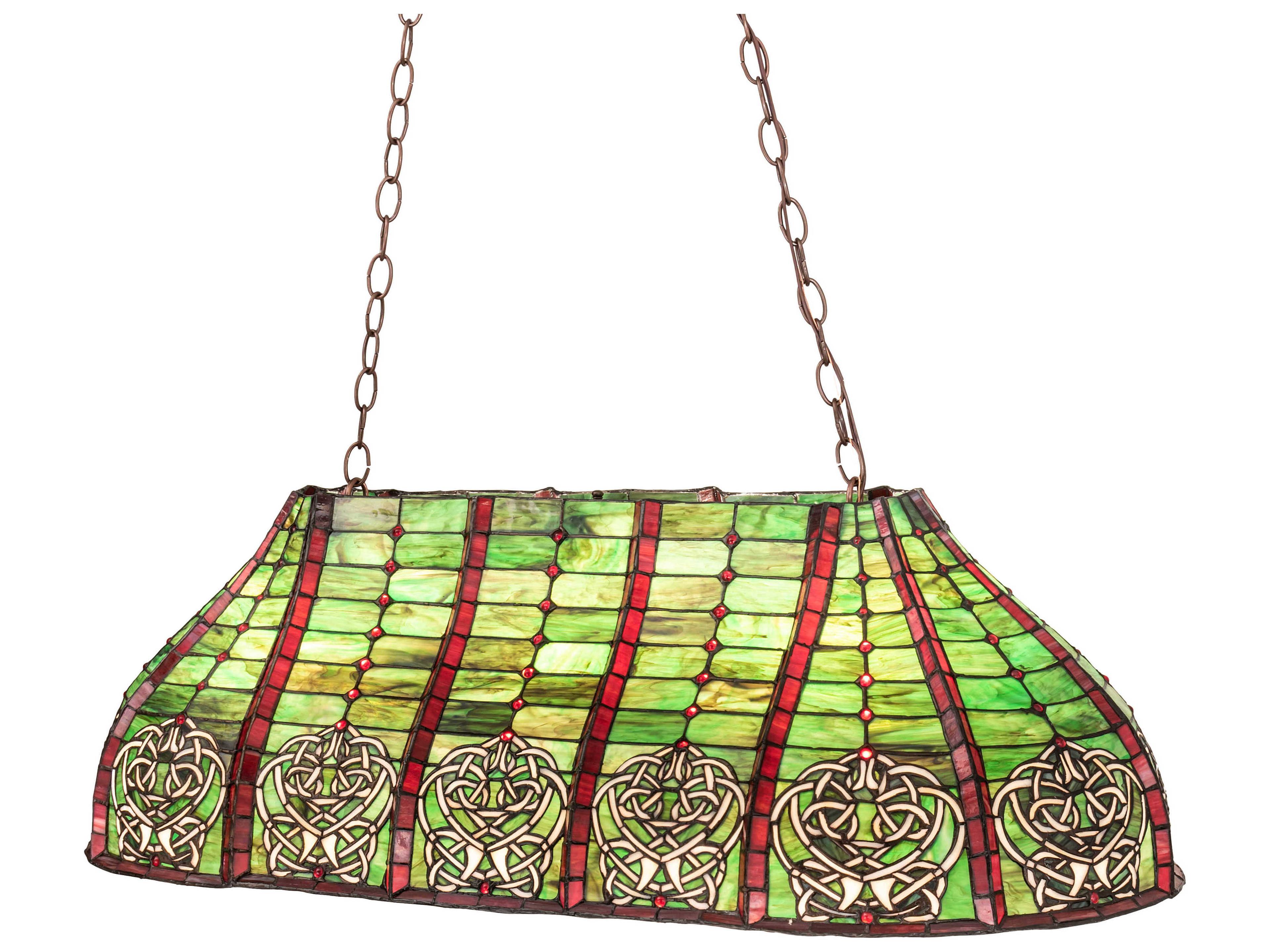 Meyda Celtic Knot 3-Light Green Glass Tiffany Island Pendant