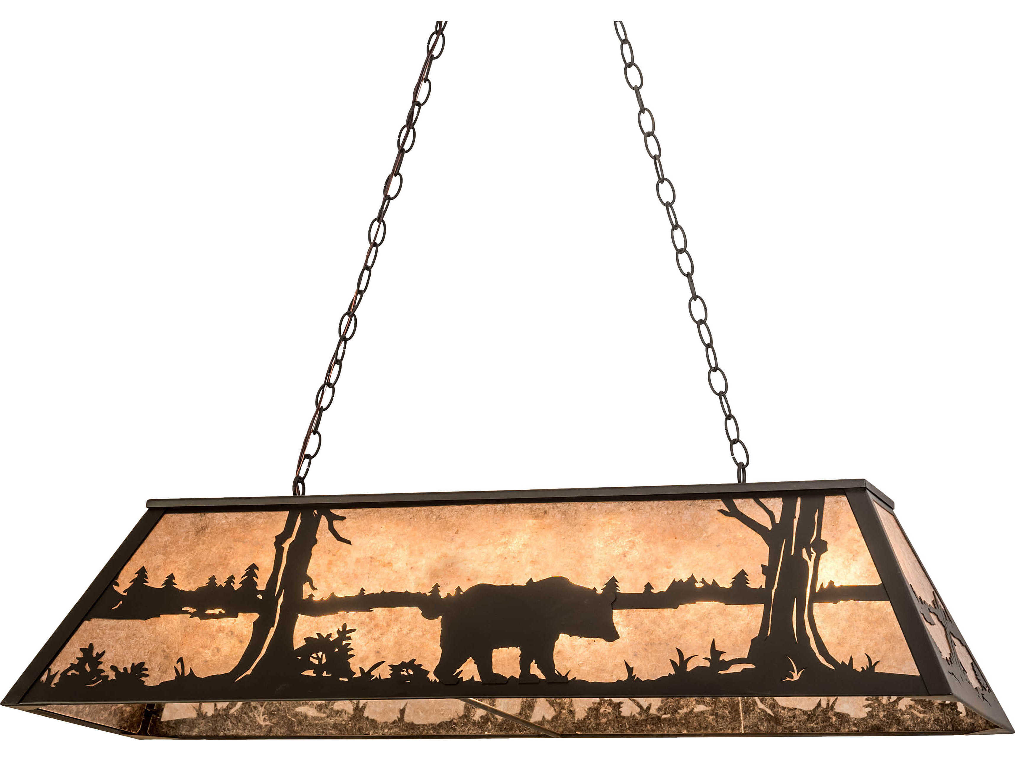 Meyda Bear At Lake 6-Light Bronze Island Pendant