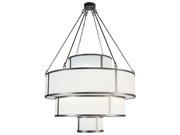 Meyda Jayne 12-Light Pewter White Drum Tiered Pendant