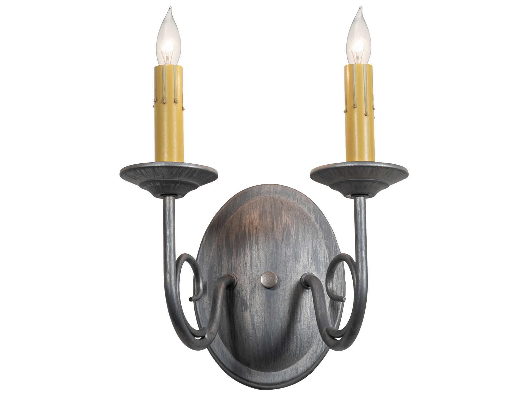 Meyda Jenna 2-Light Antique Charred Iron Gray Wall Sconce