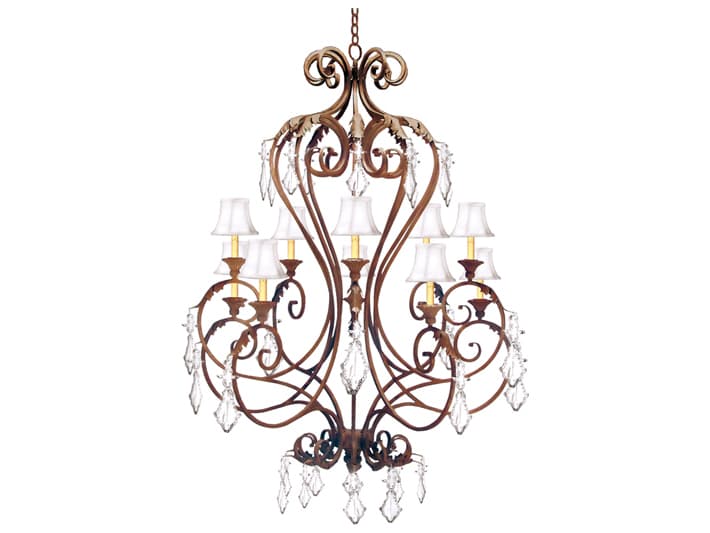 Meyda Josephine 10-Light Cajun Spice Brown Crystal Candelabra Empire Chandelier