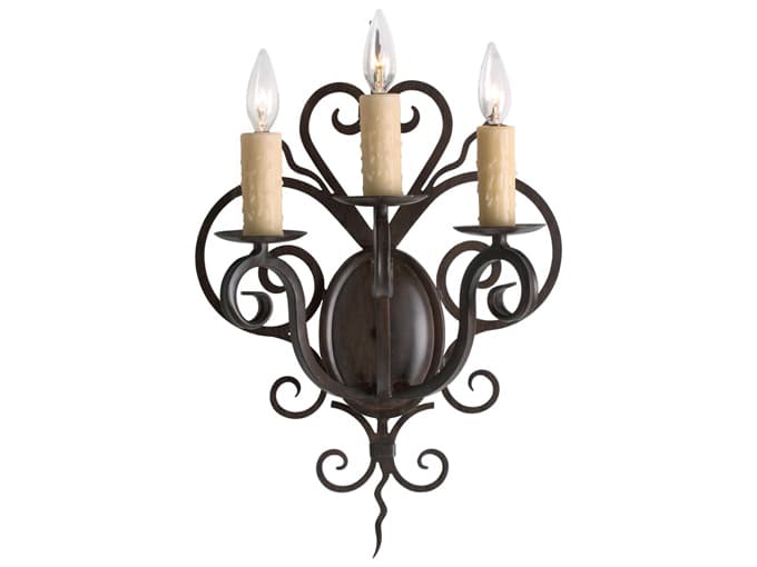 Meyda Kenneth 3-Light Rustic Iron Brown Wall Sconce