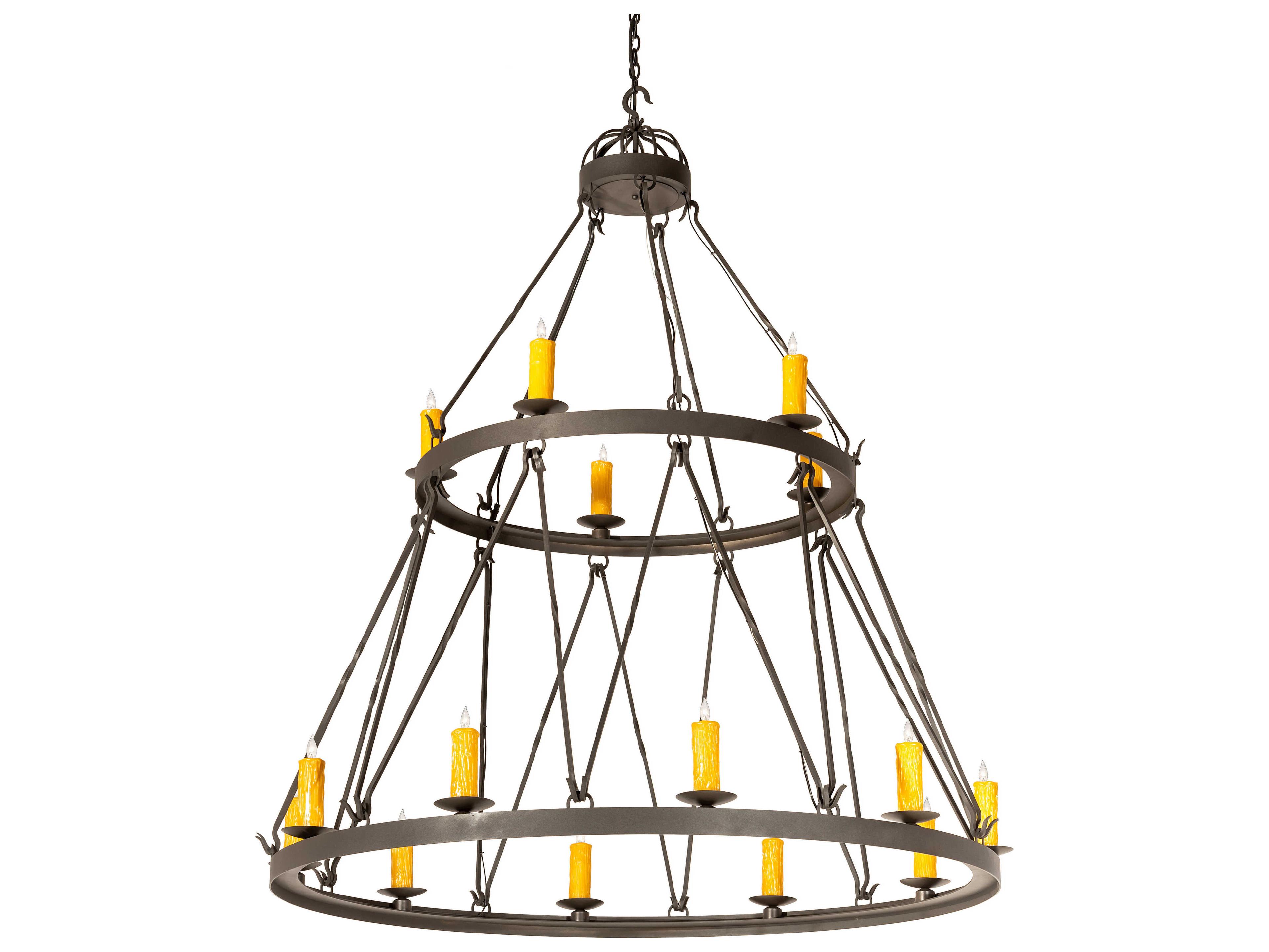 Meyda Lakeshore 15-Light Amber Chocolate Black Brown Candelabra Tiered Chandelier