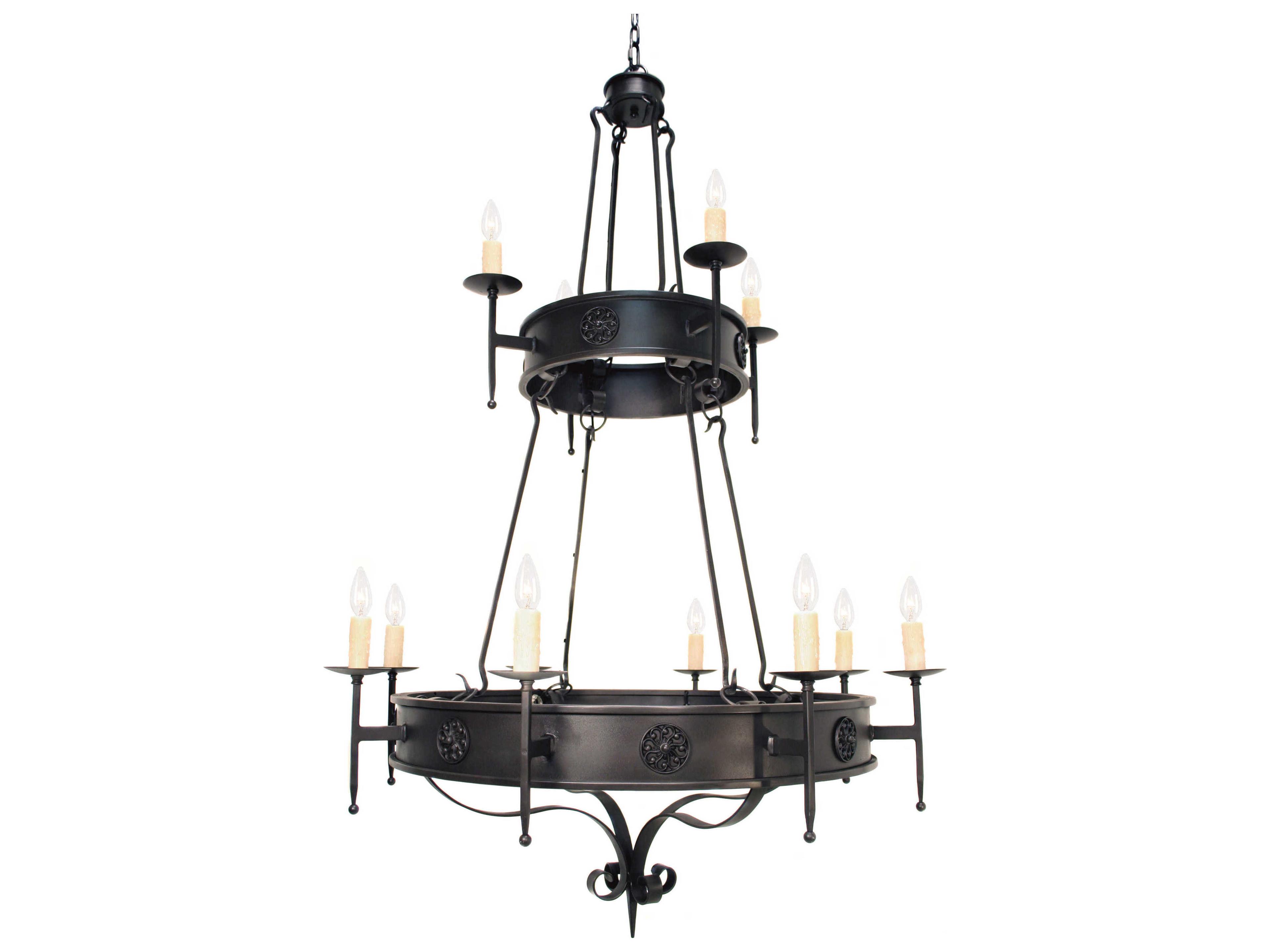 Meyda Lorenzo 12-Light Costello Black Candelabra Round Chandelier