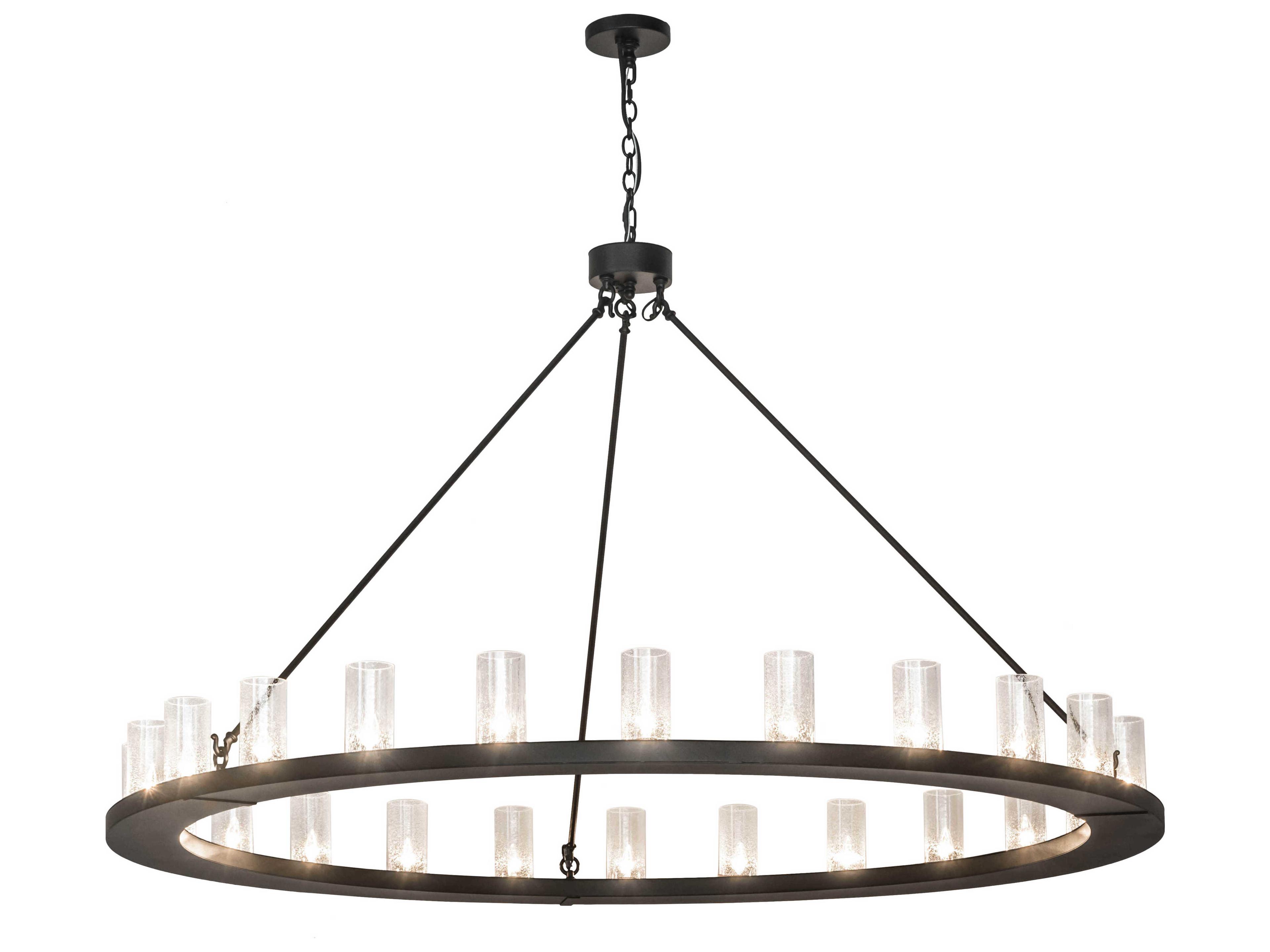 Meyda Loxley 24-Light Black Glass Cylinder Round Chandelier