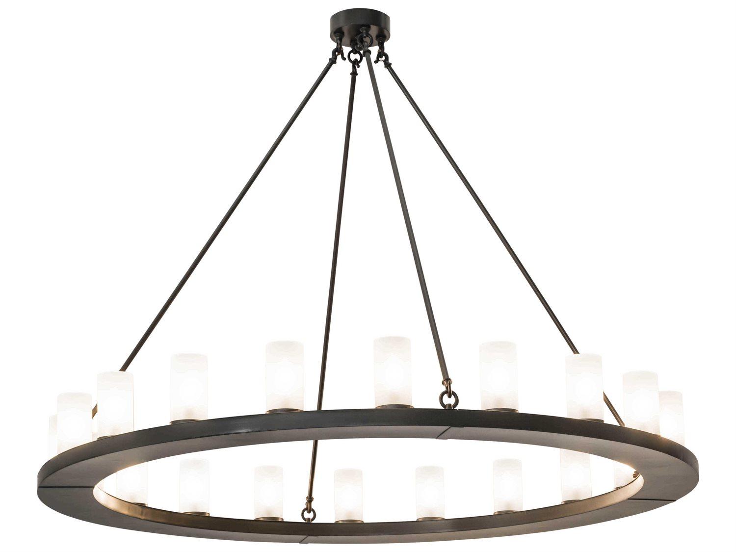 Meyda Loxley 20-Light Bronze Glass Cylinder Round Chandelier
