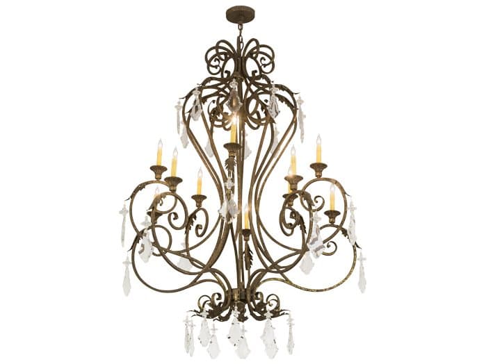Meyda Josephine 10-Light Brown Crystal Glass Candelabra Chandelier