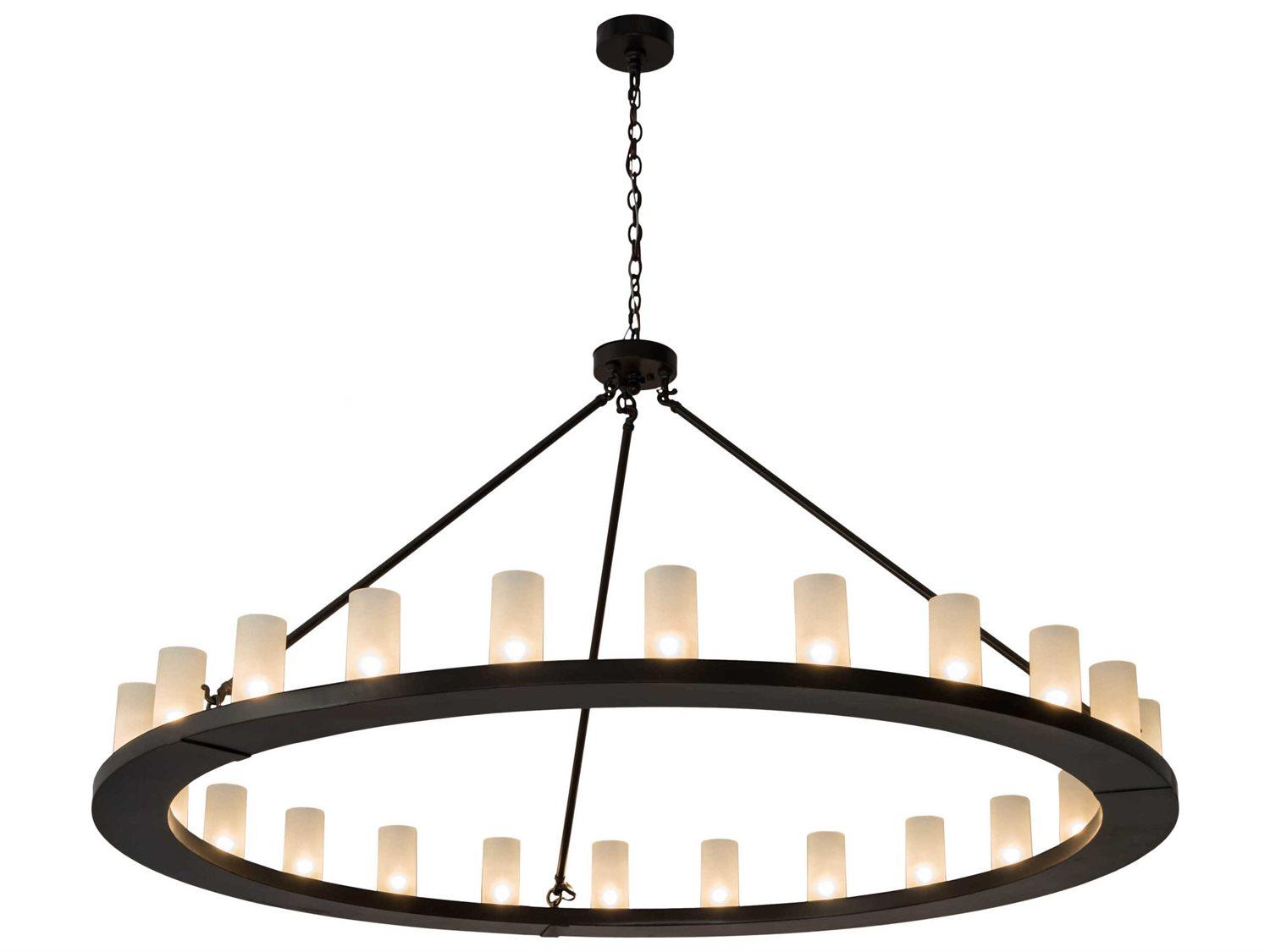 Meyda Loxley 24-Light Bronze Glass Cylinder Round Chandelier
