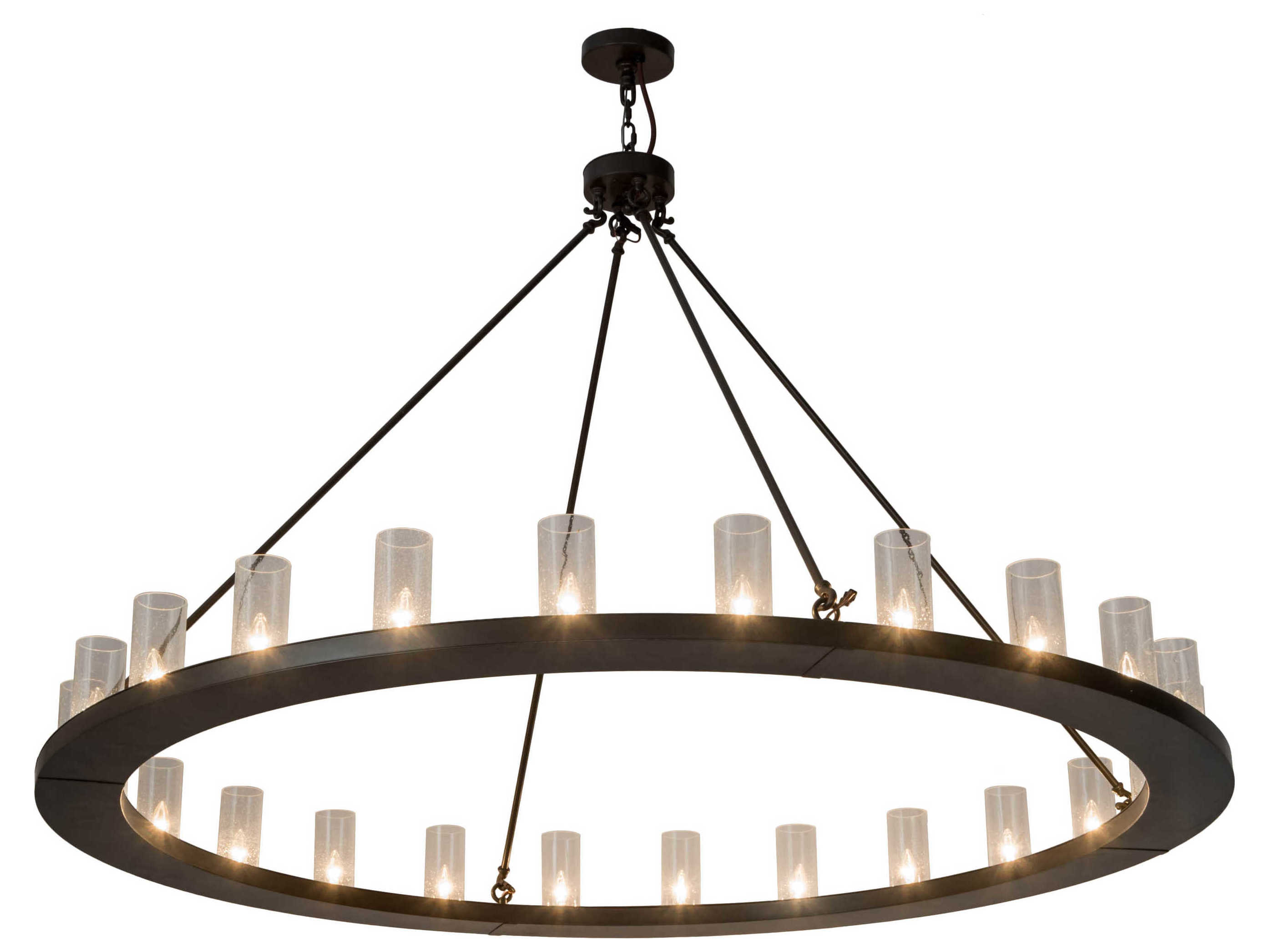 Meyda Loxley 24-Light Bronze Glass Cylinder Round Chandelier