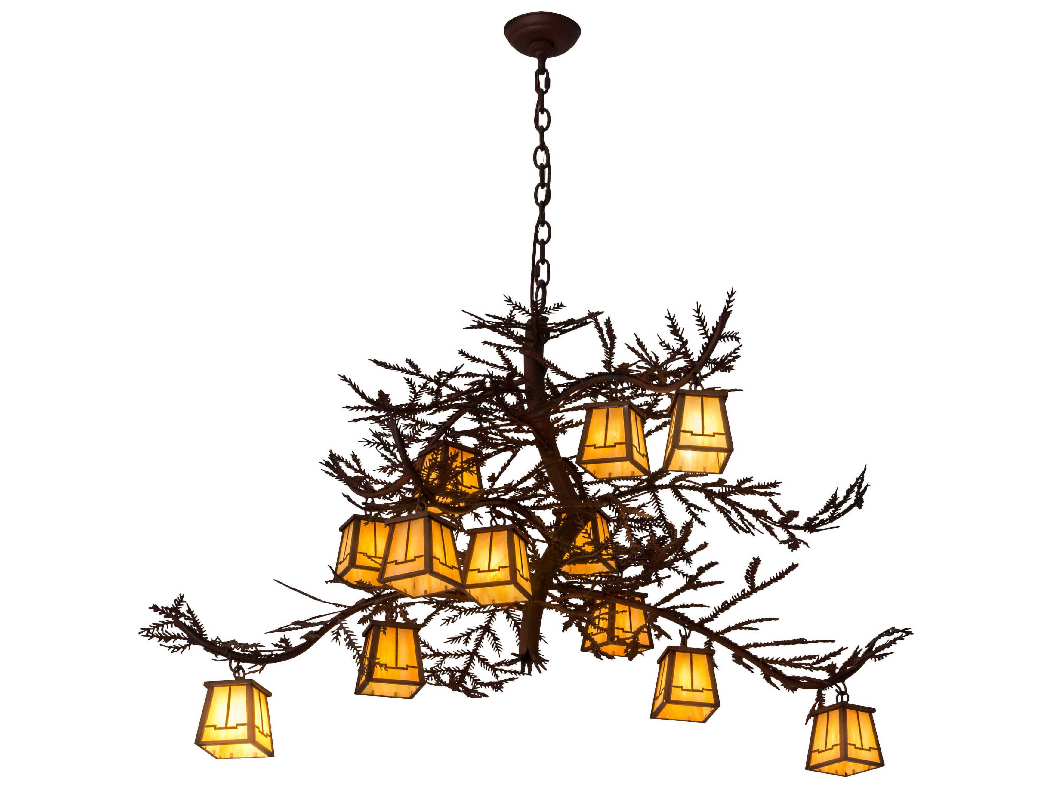 Meyda Pine Branch Valley View 12-Light Black Glass Chandelier