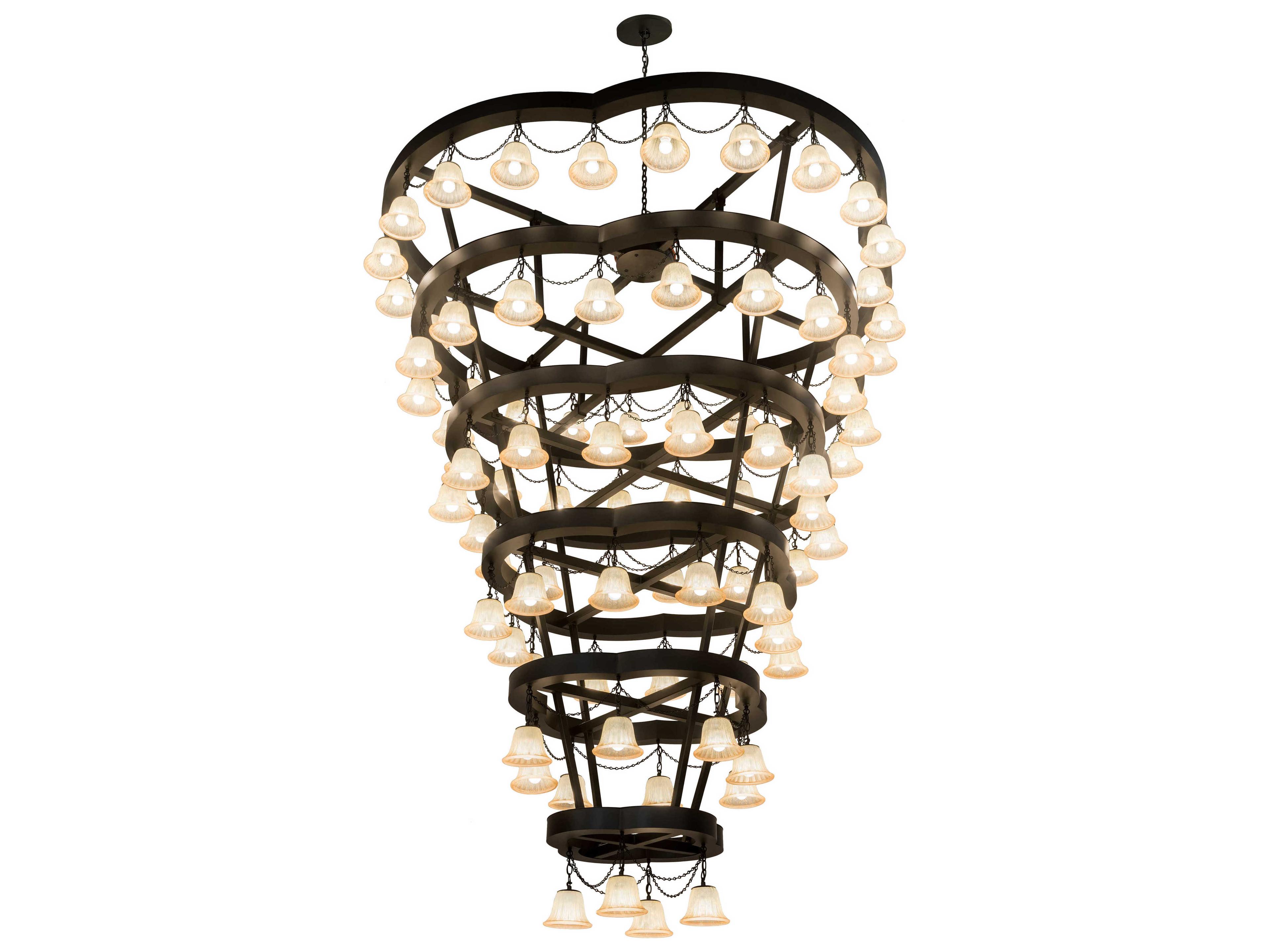 Meyda Cretella 84-Light Black Glass LED Tiered Chandelier