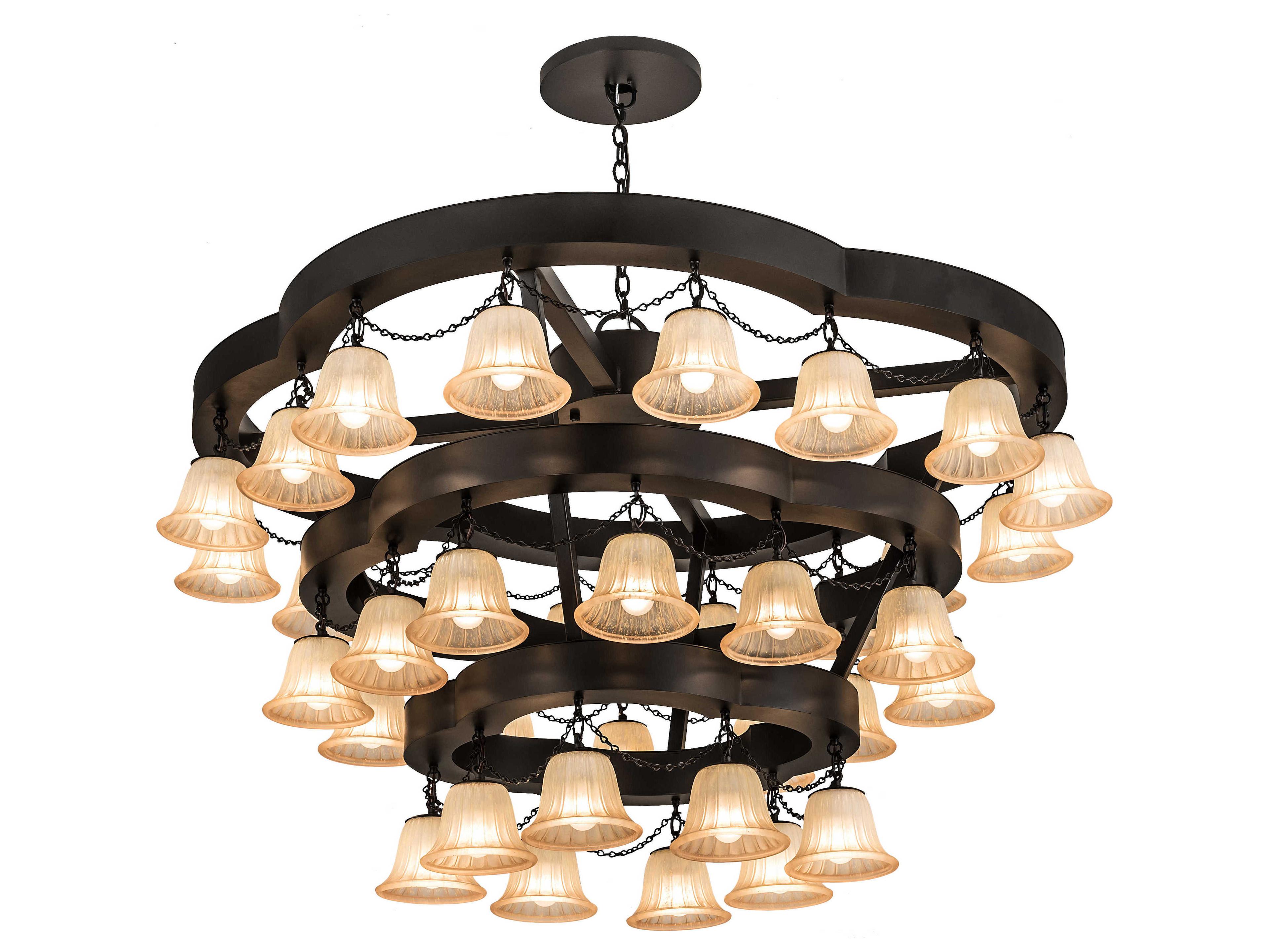 Meyda Cretella 36-Light Black Glass Empire Tiered Chandelier