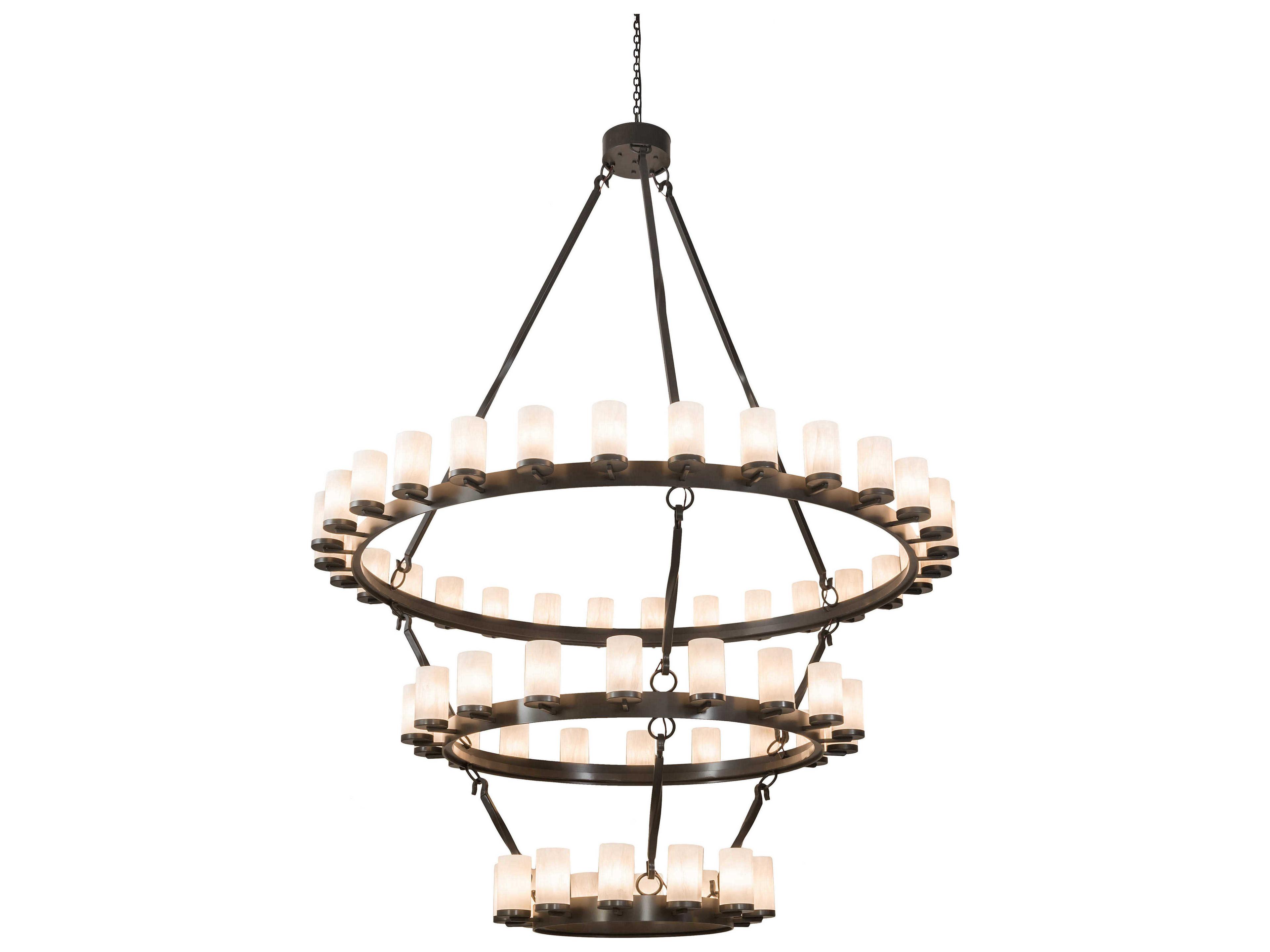 Meyda Noziroh Ring 60-Light Black Cylinder Tiered Chandelier
