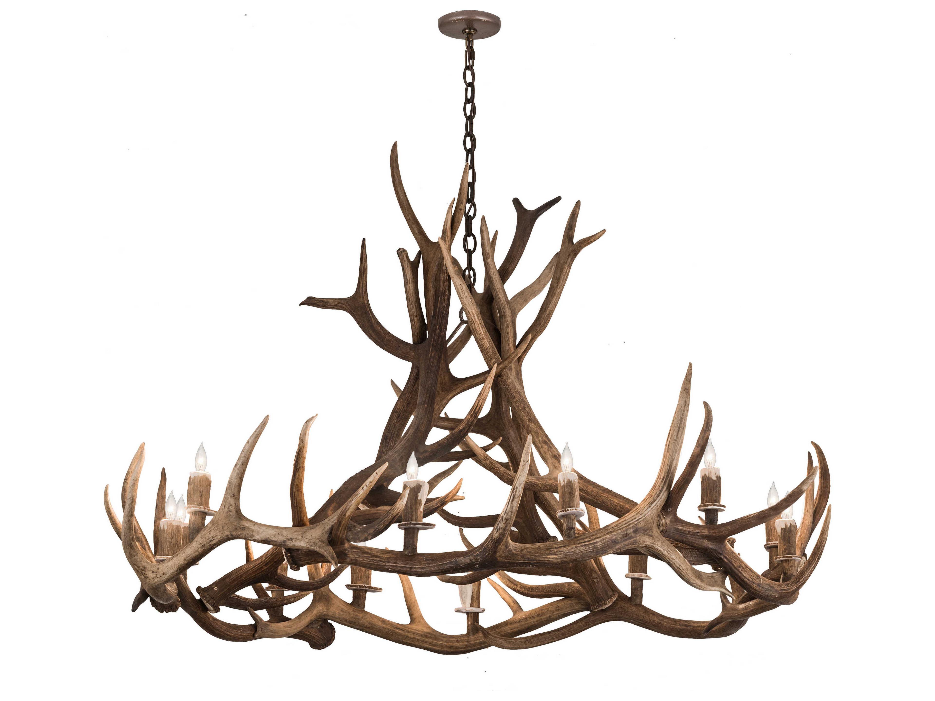 Meyda Antlers 12-Light Copper Candelabra Chandelier