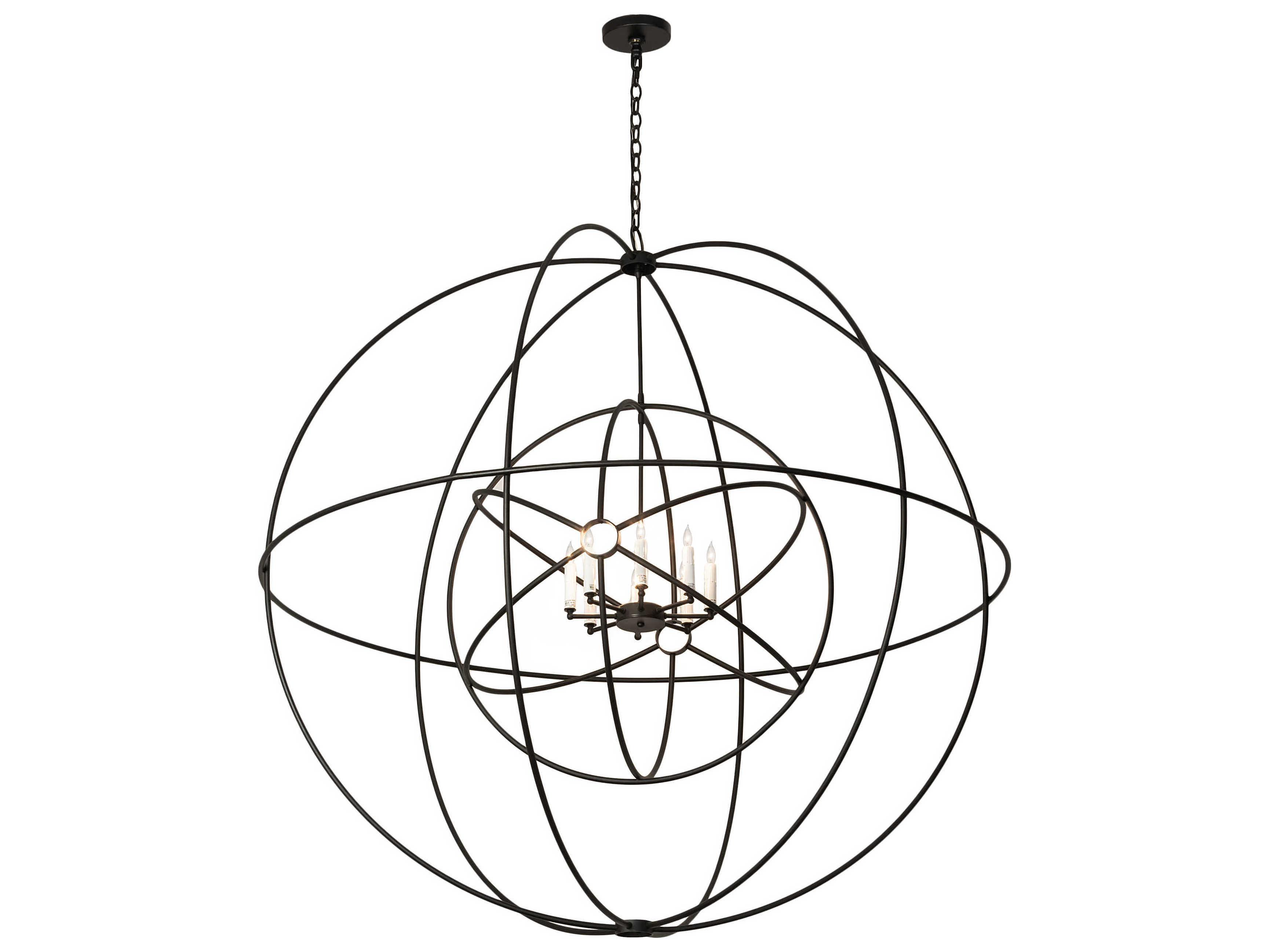 Meyda Atom Enerjisi 8-Light Black Candelabra Geometric Chandelier