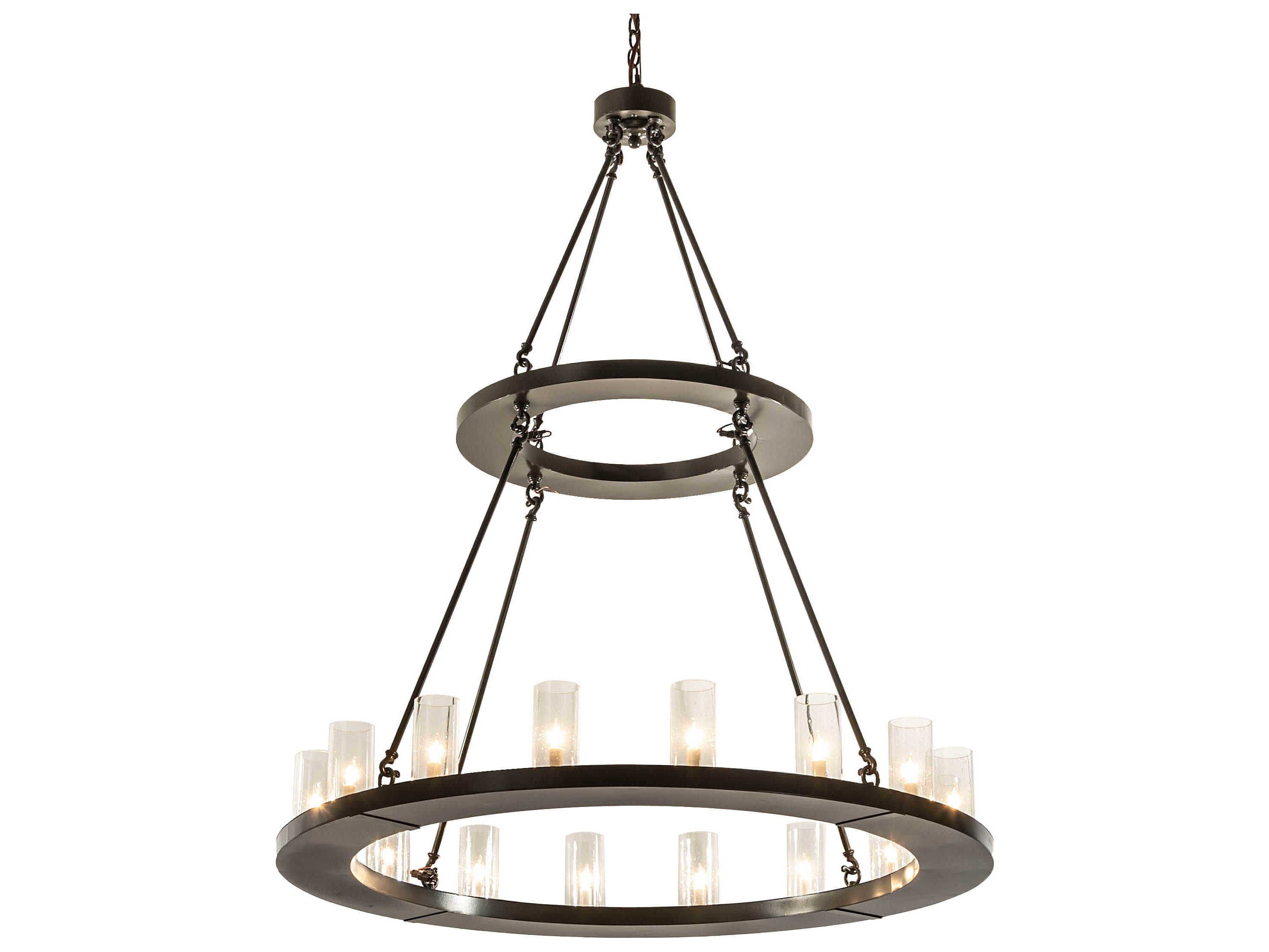 Meyda Loxley 16-Light Bronze Glass Cylinder Tiered Chandelier