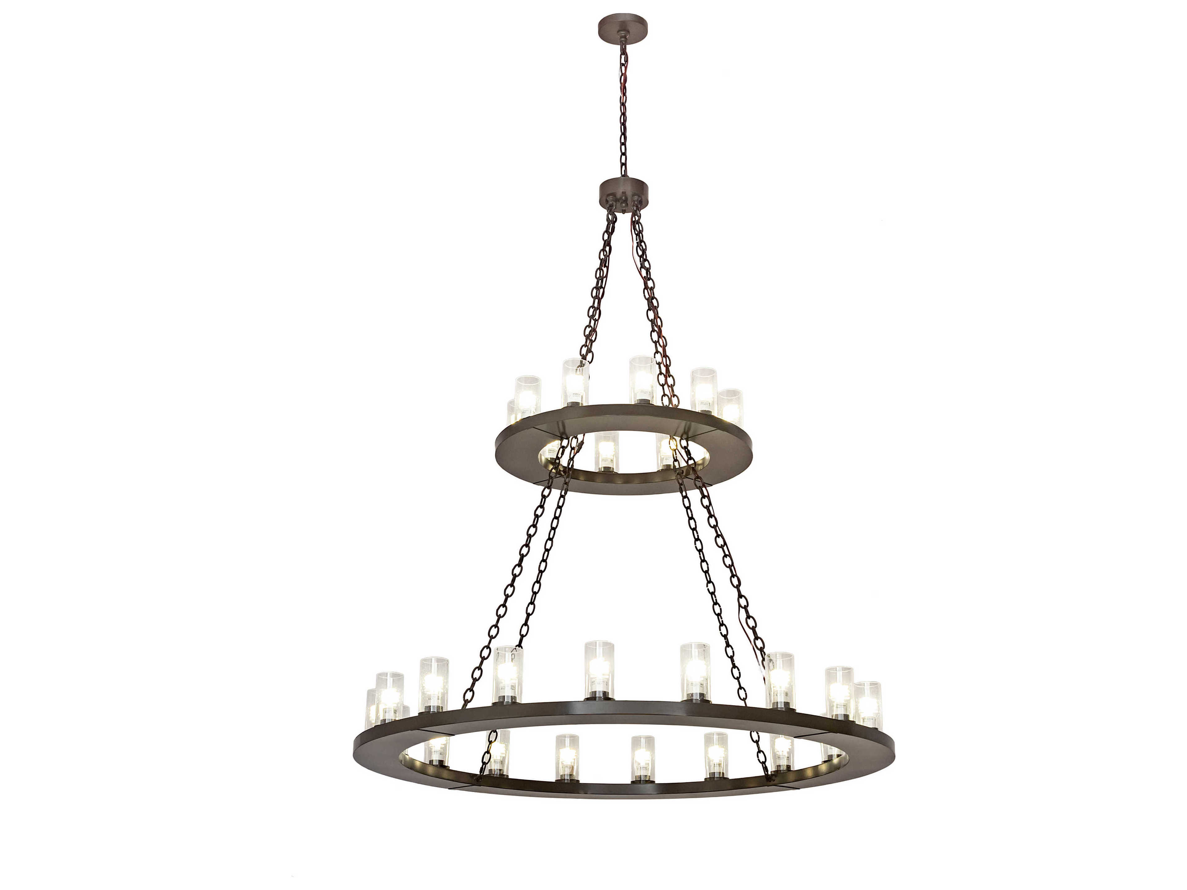 Meyda Loxley 28-Light Bronze Glass Cylinder Tiered Chandelier