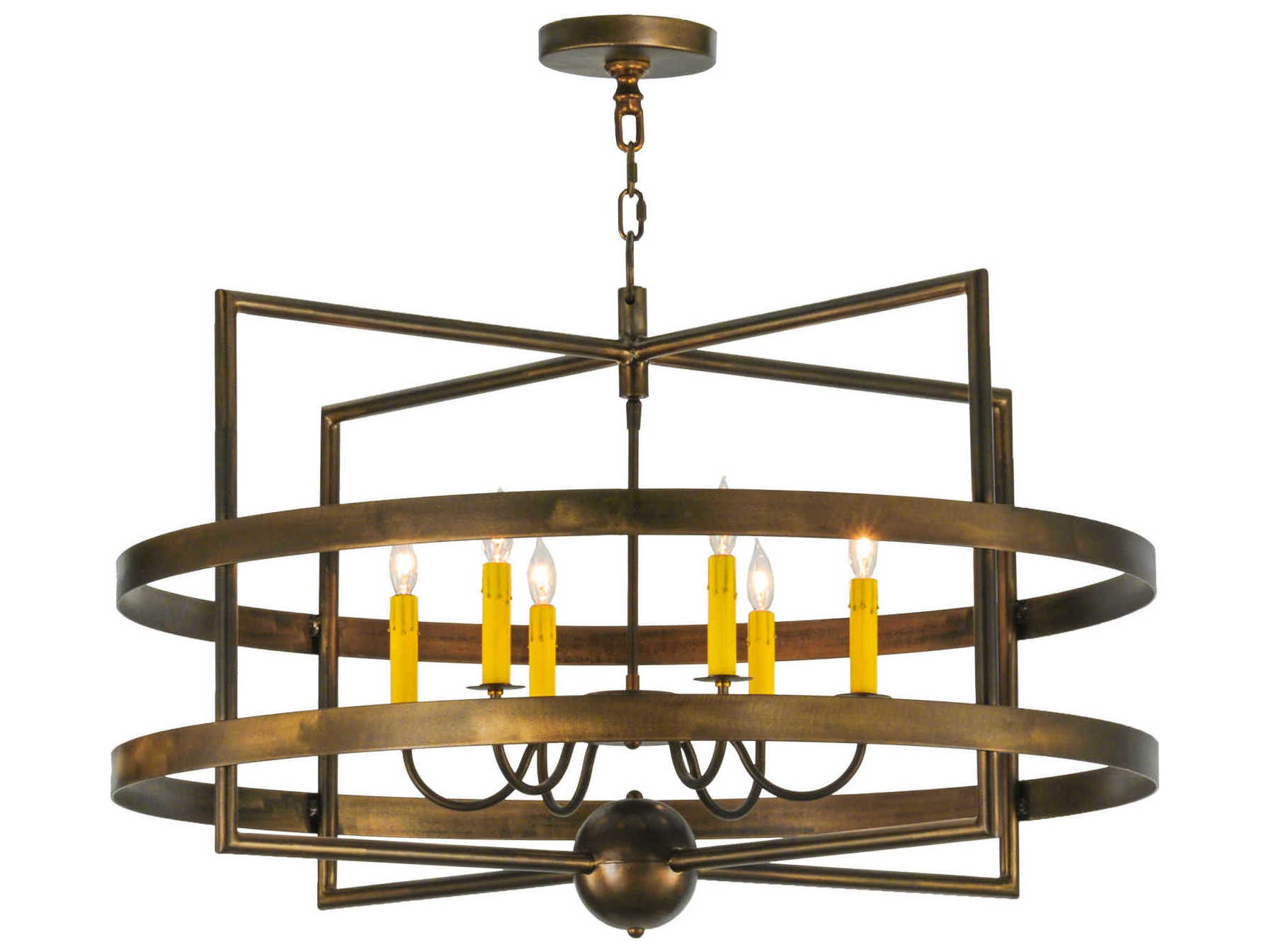 Meyda Aldari 6-Light Copper Candelabra Geometric Chandelier