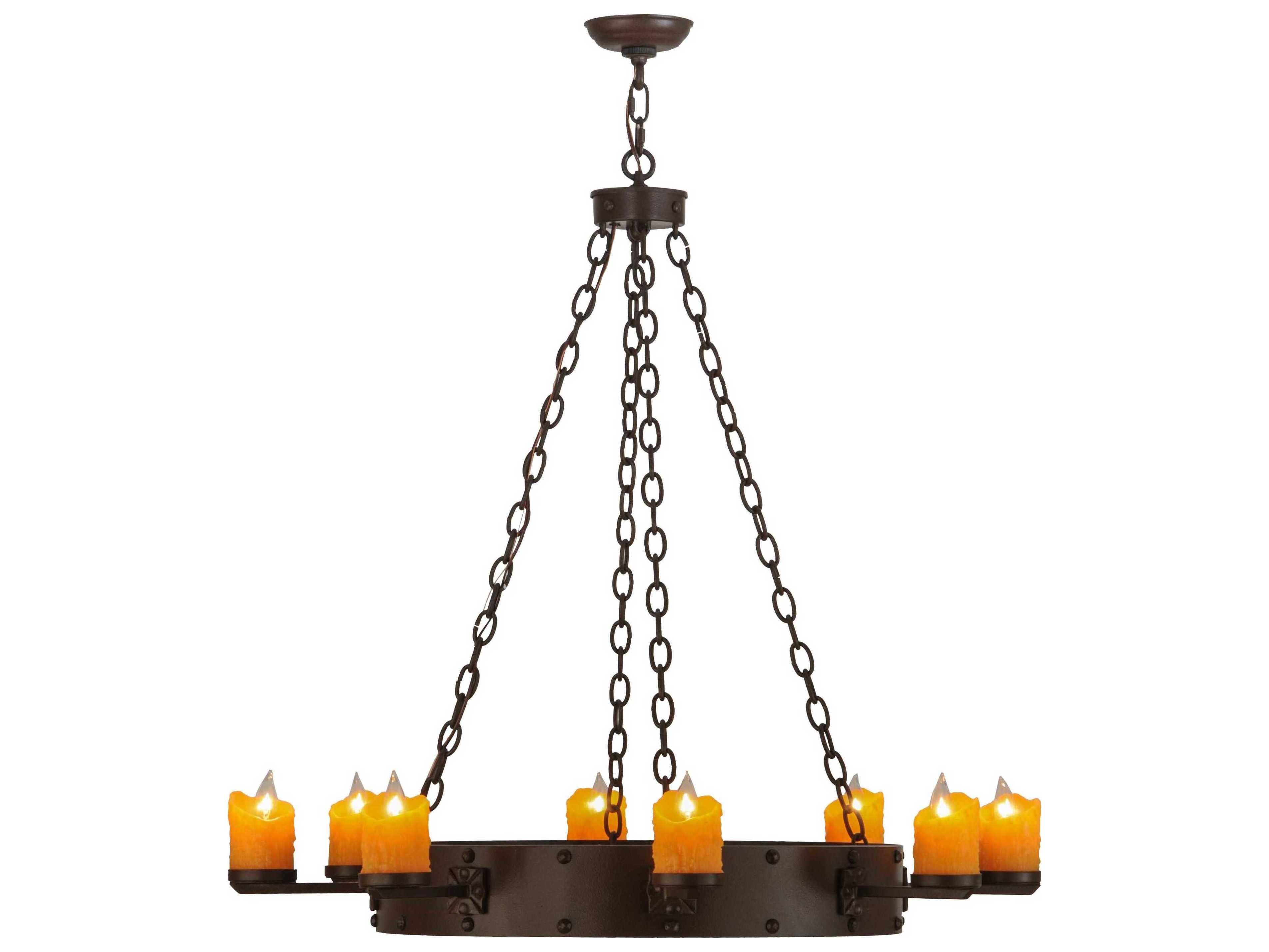 Meyda Lodge 8-Light Bronze Candelabra Round Chandelier