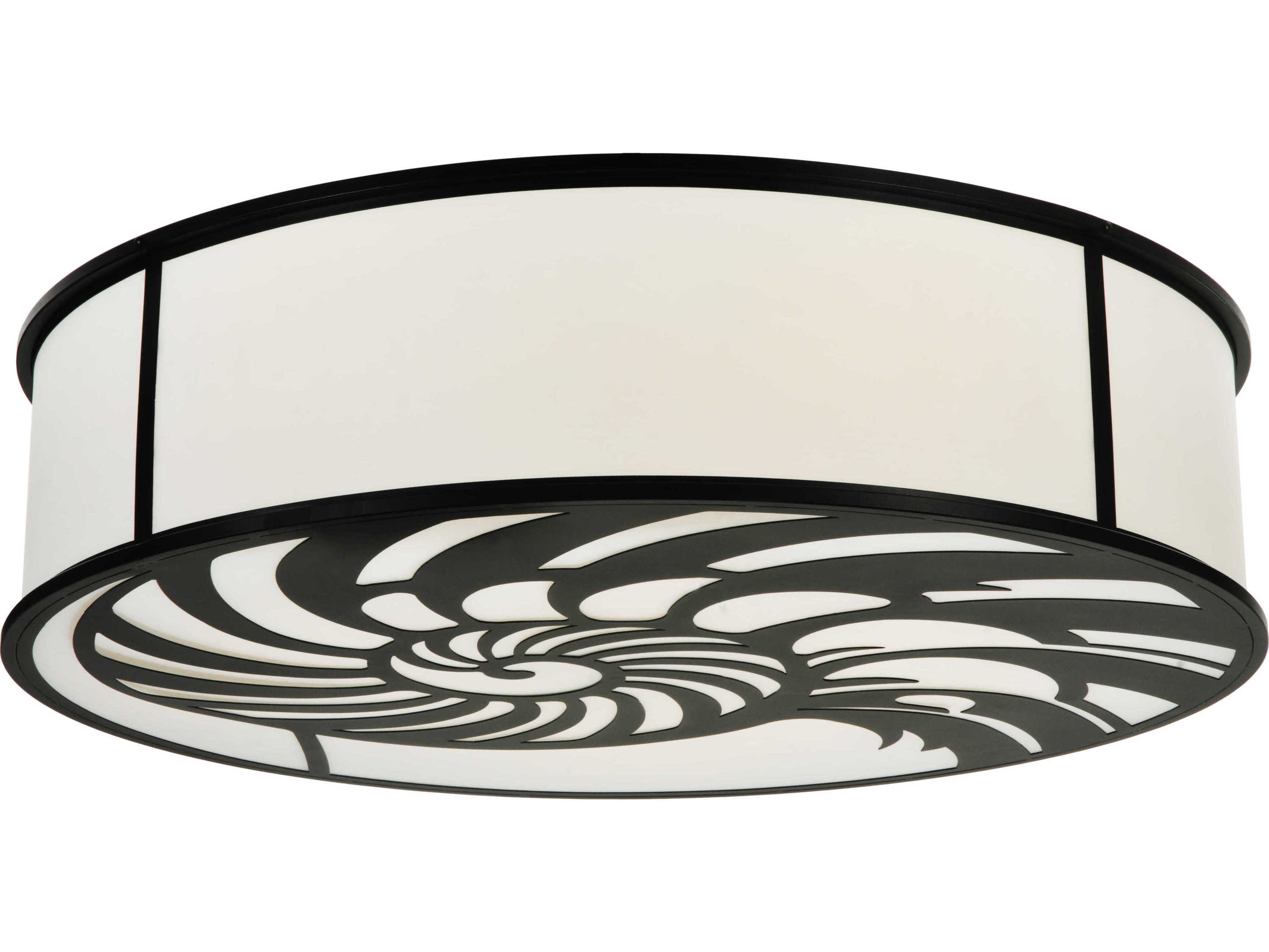 Meyda Lodge 1-Light Black Drum Flush Mount