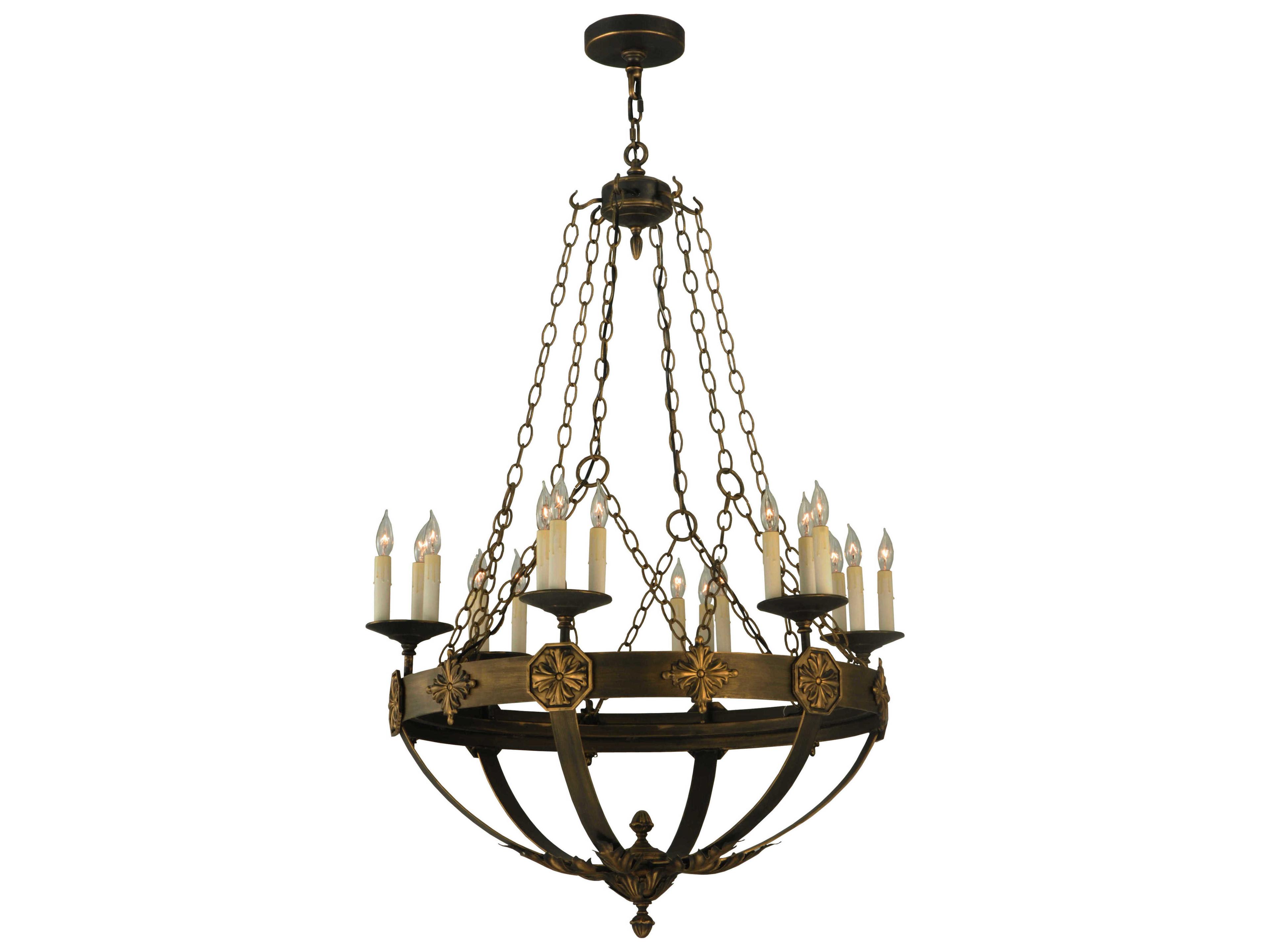 Meyda Lodge 18-Light-Light Brass Candelabra Chandelier