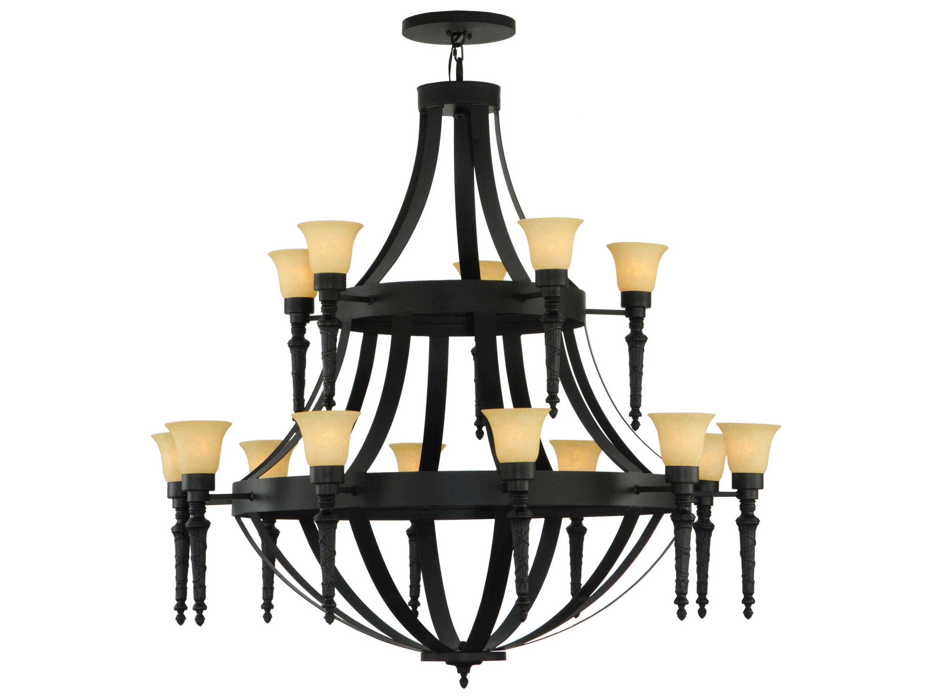 Meyda Lodge 15-Light Black Glass Bell Tiered Chandelier