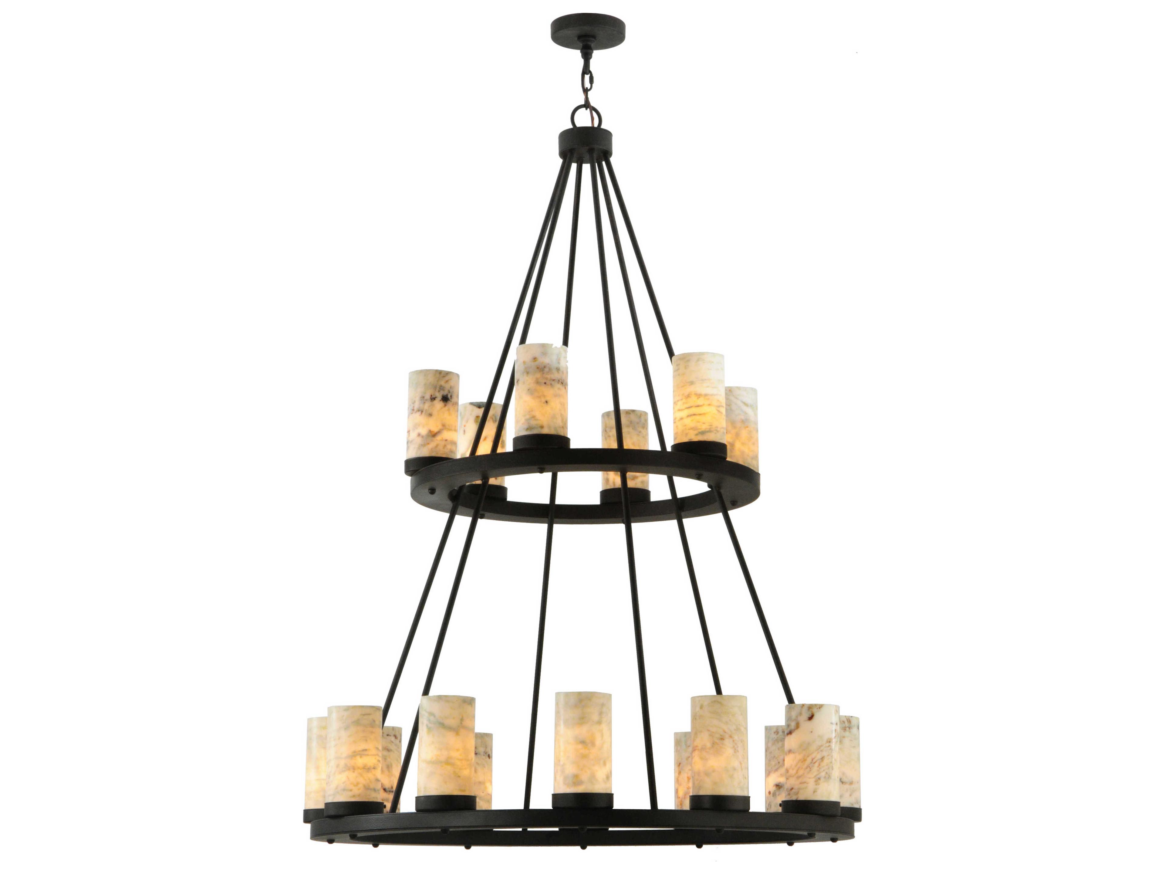 Meyda Loxley 18-Light-Light Bronze Glass Candelabra Cylinder Round Chandelier