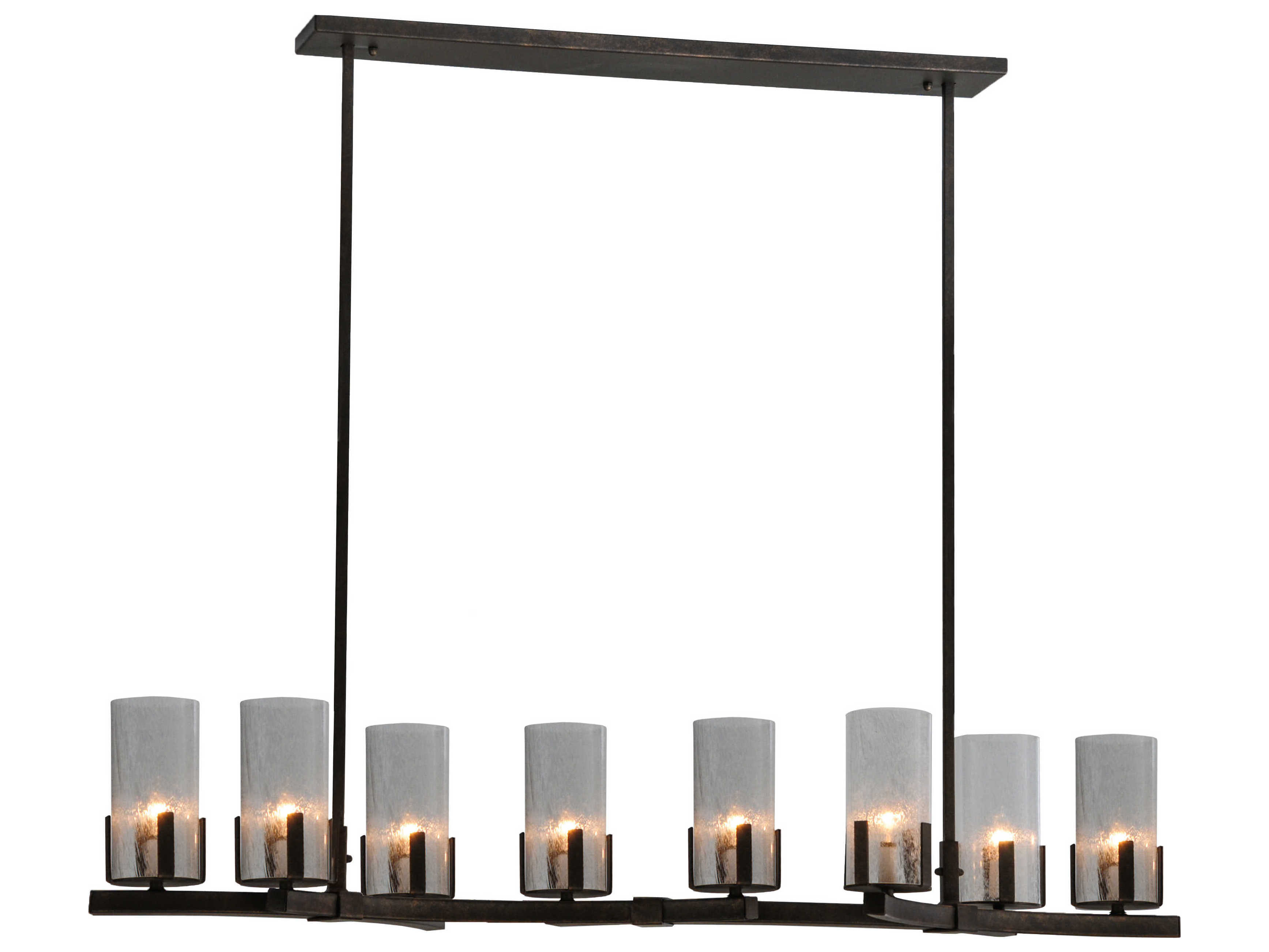 Meyda Lodge 8-Light Brass Glass Candelabra Cylinder Chandelier