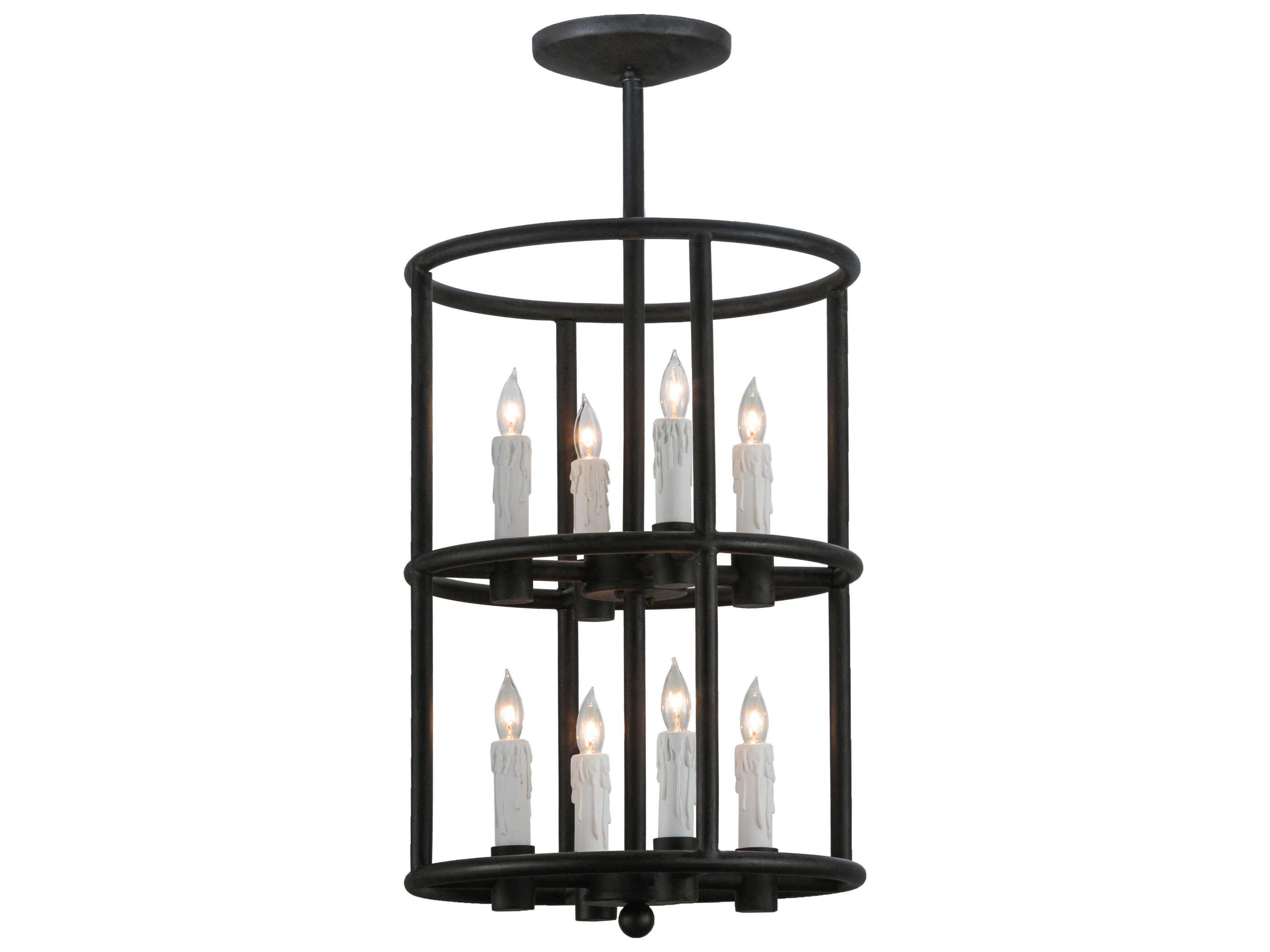 Meyda Lodge 8-Light Black Cylinder Pendant