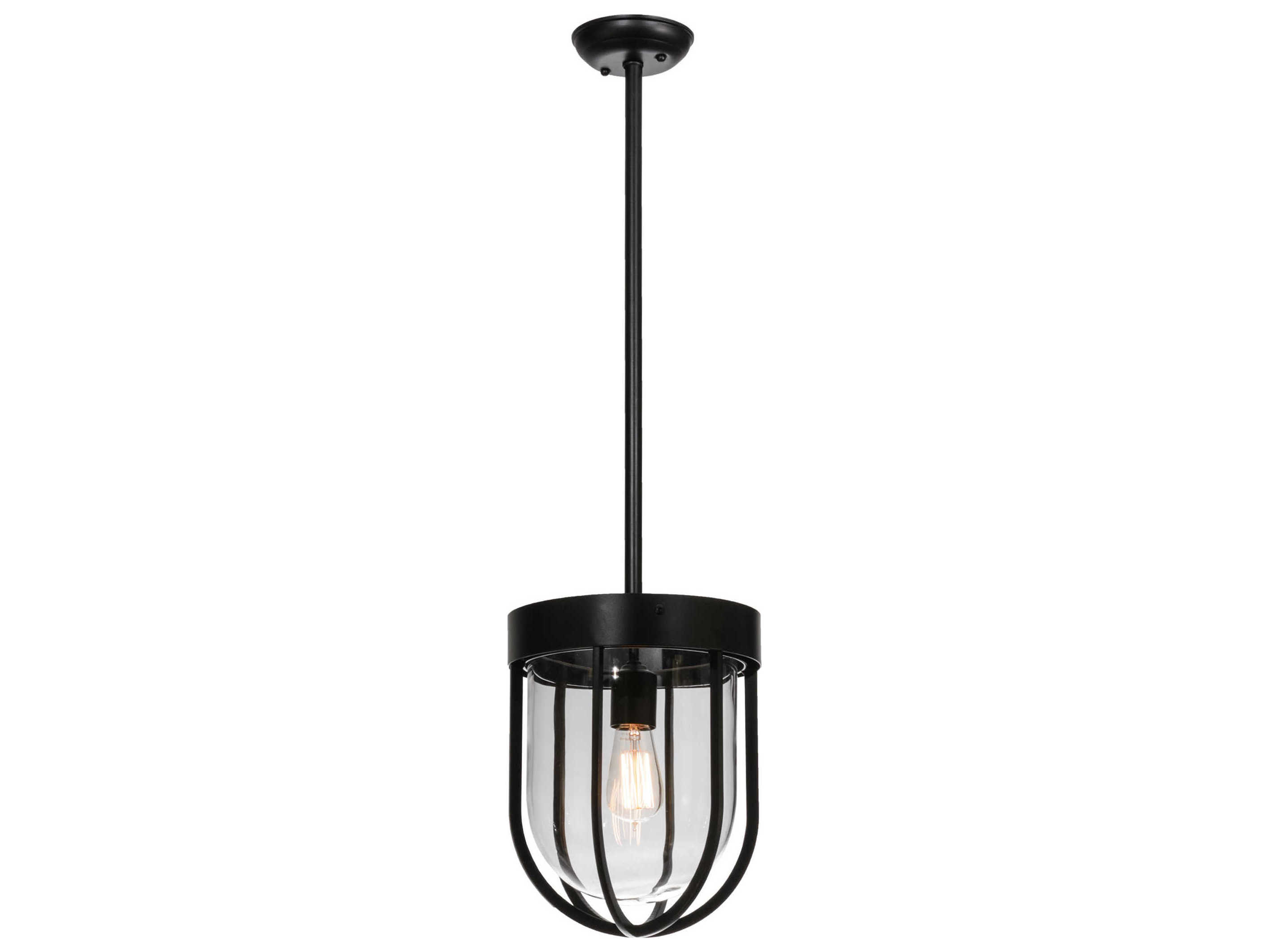 Meyda Lodge 1-Light Black Bell Pendant